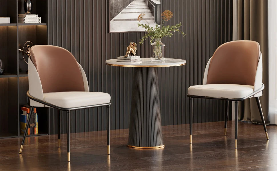 Moderne Eetkamerstoelen Set van 2 – Luxe Kunstleer Stoelen met Armleuningen - Gestoffeerd & Comfortabel Design