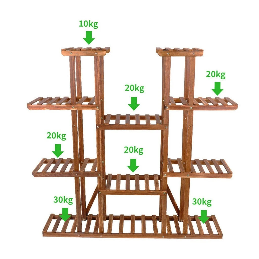 Houten Plantenrek 9 Niveaus – Grote Plantenstandaard voor Binnen & Buiten
