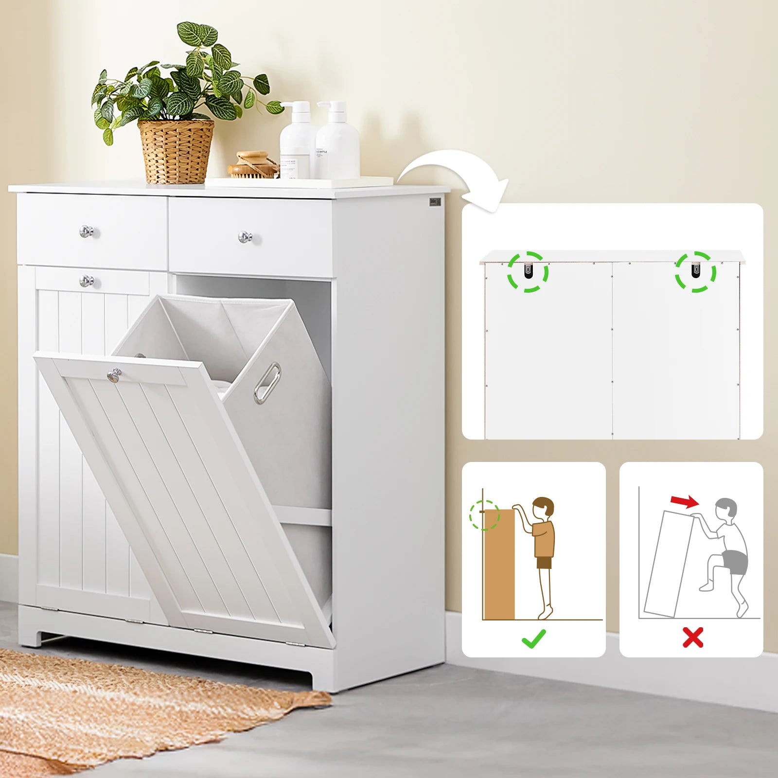 Badkamerkast met wasmand – Praktische opbergoplossing voor badkamer en wasruimte