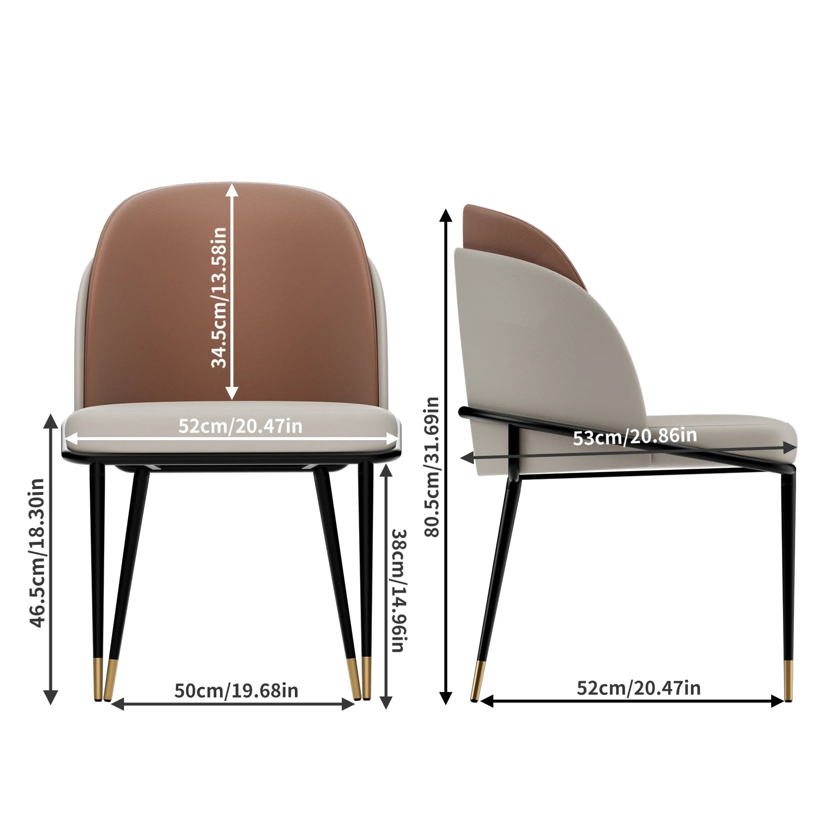 Moderne Eetkamerstoelen Set van 2 – Luxe Kunstleer Stoelen met Armleuningen - Gestoffeerd & Comfortabel Design
