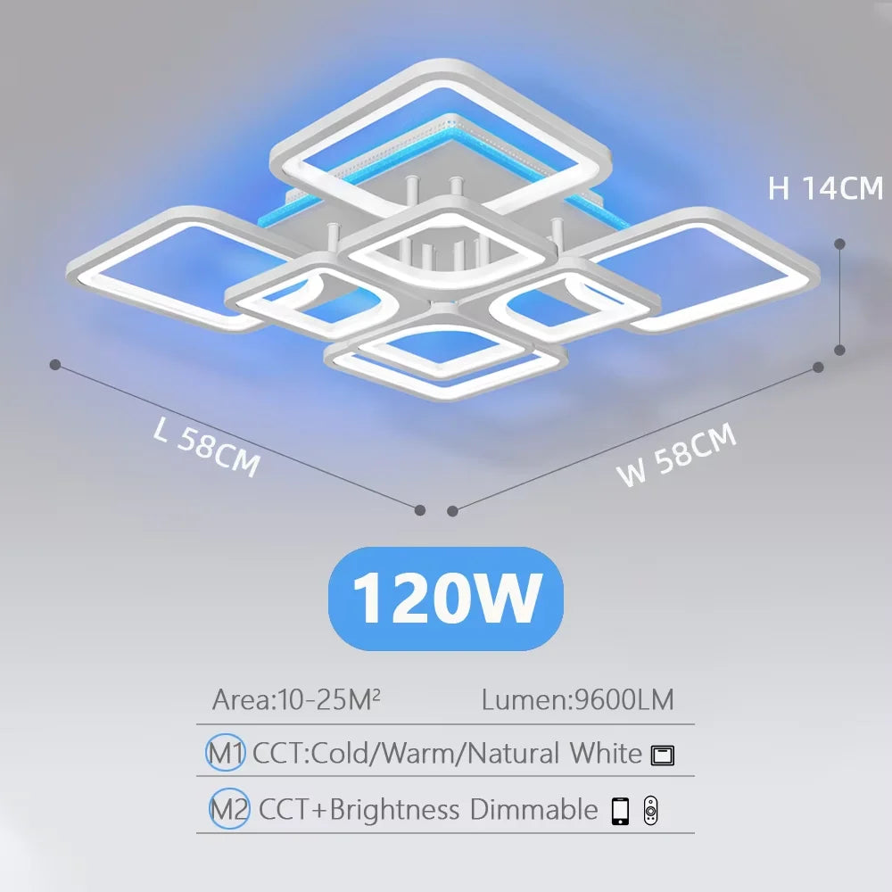 Vierkante LED Plafondlamp met Afstandsbediening en Dimfunctie – Moderne Dimbare Plafondverlichting voor Woonkamer, Slaapkamer & Hal