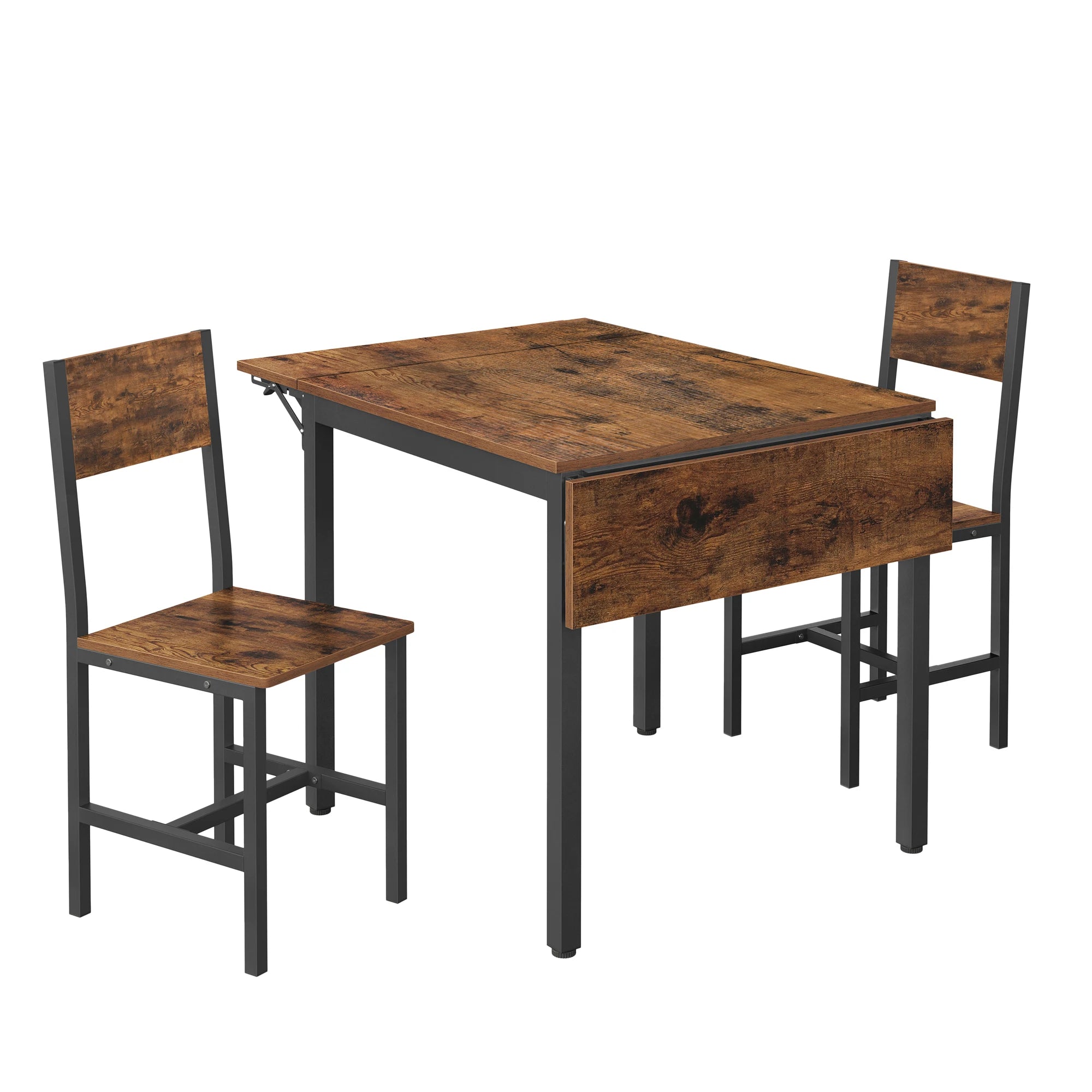 Eettafelset met 2 Stoelen – Keukentafel met Deels Opklapbaar Blad