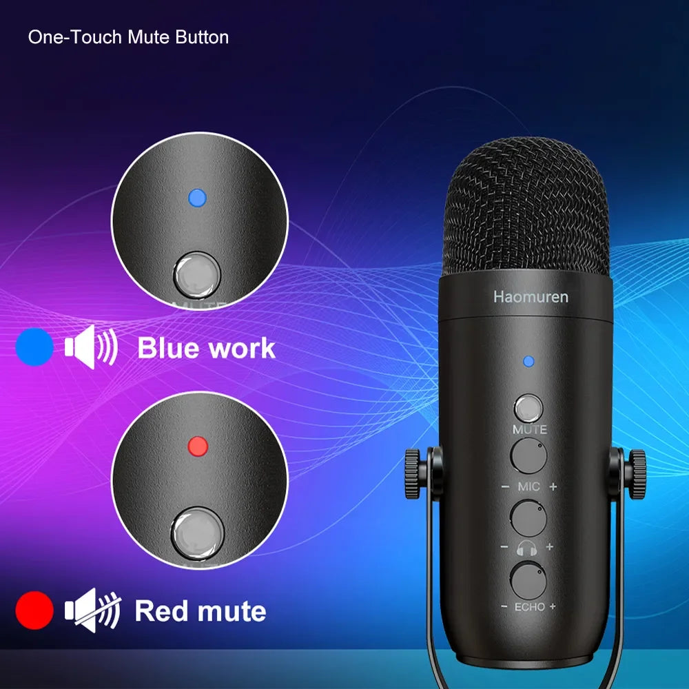 USB condensator microfoon set met boom arm – Cardioïde studio microfoon voor podcast, streaming en gaming