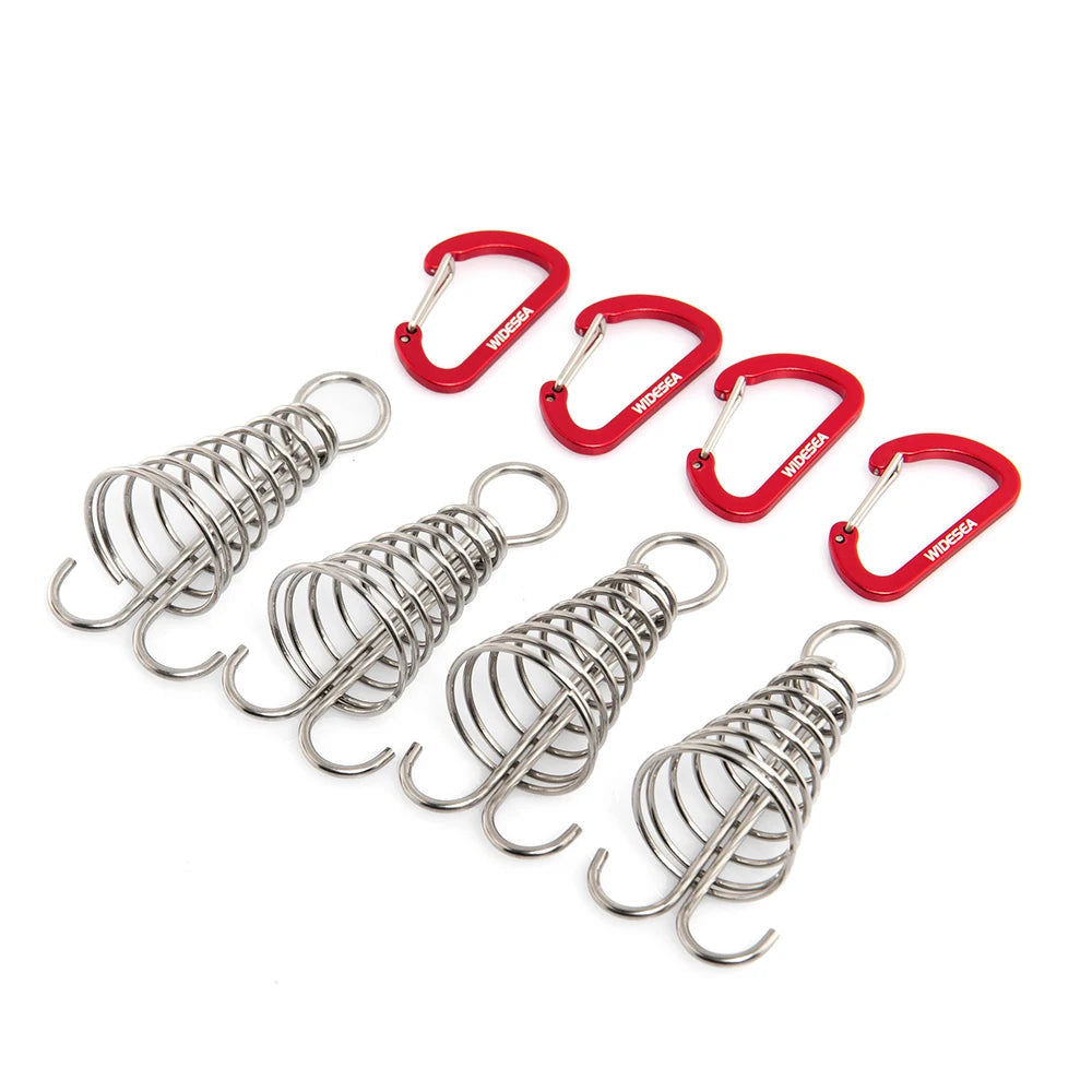 Campingaccessoires 12‑delige Kampeeruitrusting – Haringen, Karabijnhaken & Windtouwen