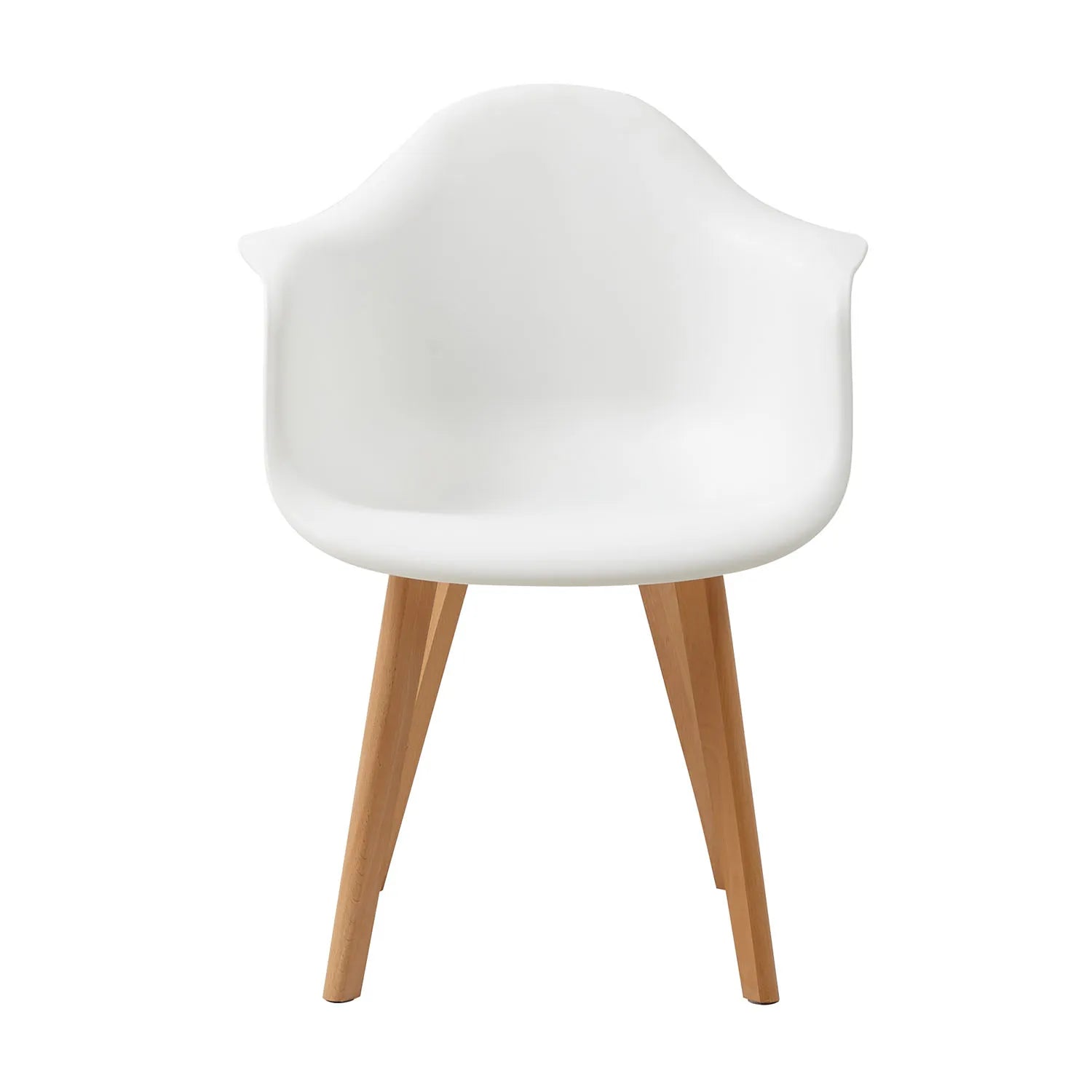 Set van 2 Retro Eetkamerstoelen met Armleuning – Scandinavische Design Stoelen met Beukenhouten Poten – Moderne Kunststof Kuipstoelen