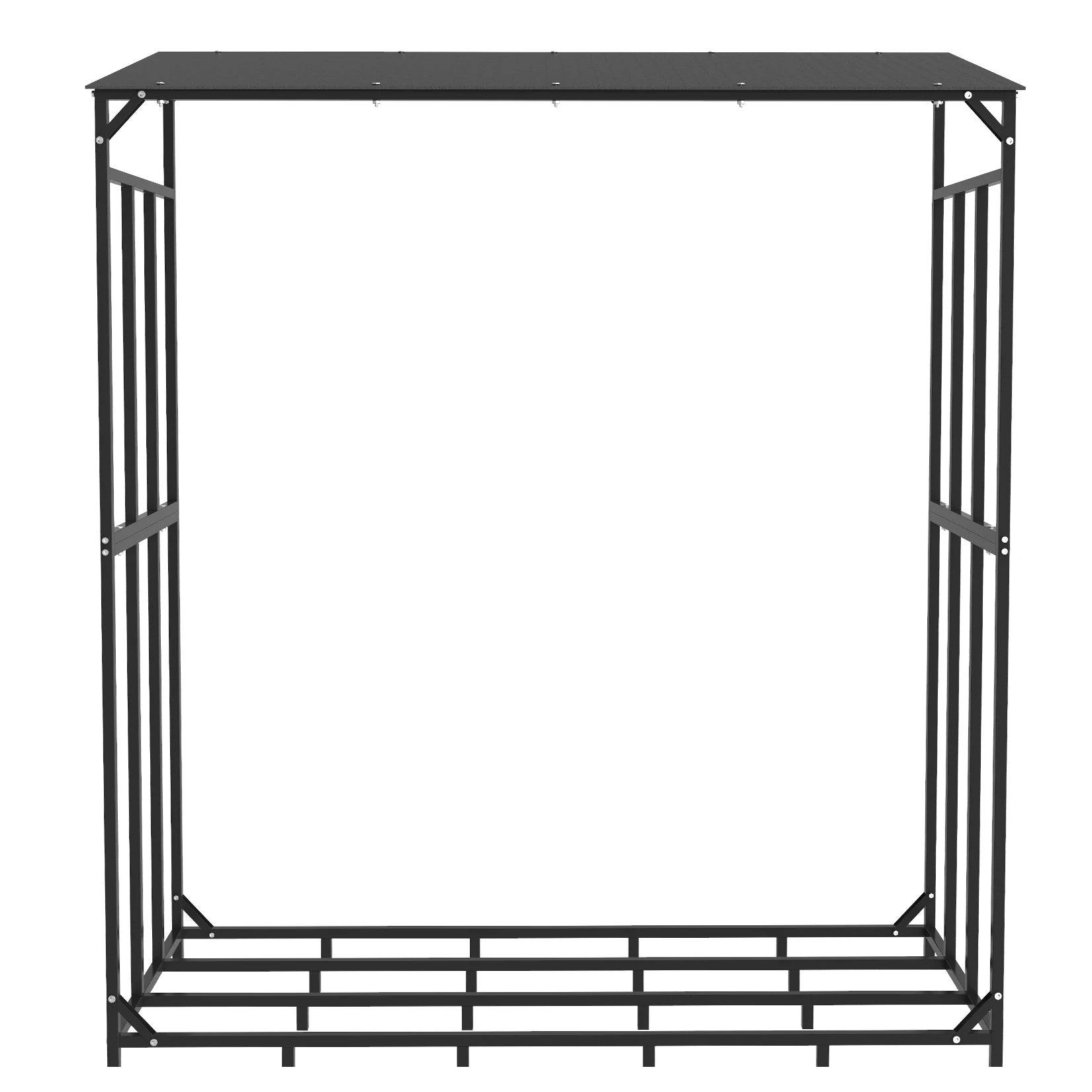 XXL Metalen Haardhoutrek met Dak en Beschermhoes – Heavy Duty Houtopslag voor Buiten, Tuin en Terras