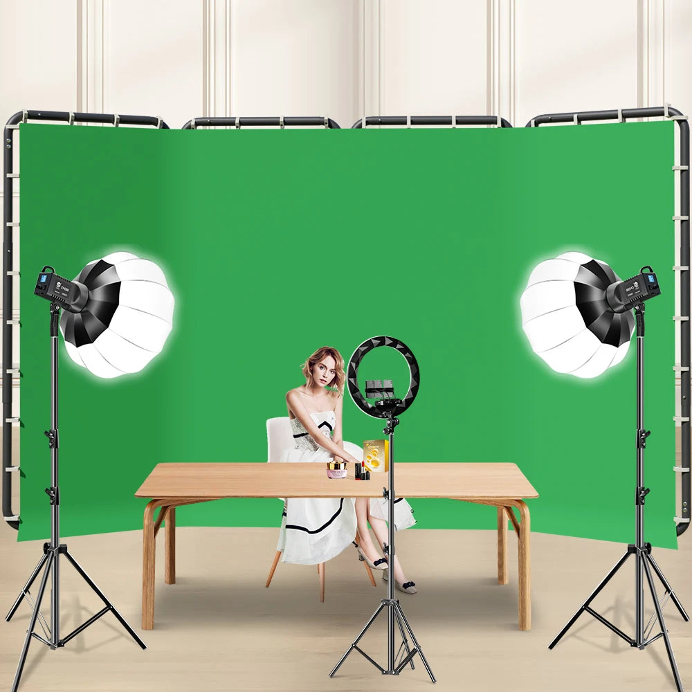 Fotografie Reflector Set 2,6x3M – 5-in-1 Softbox, Paraplu’s, Achtergrondstandaard en LED Studioverlichting voor Professionele Foto’s