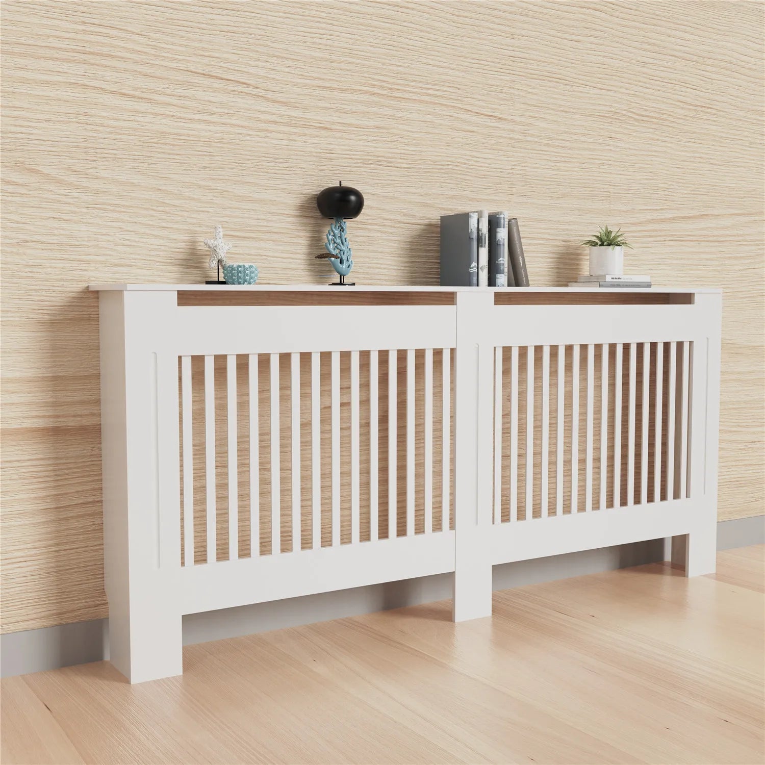 Radiatorombouw MDF Wit – Moderne Radiatorbekleding met Strakke Afwerking en Opbergruimte