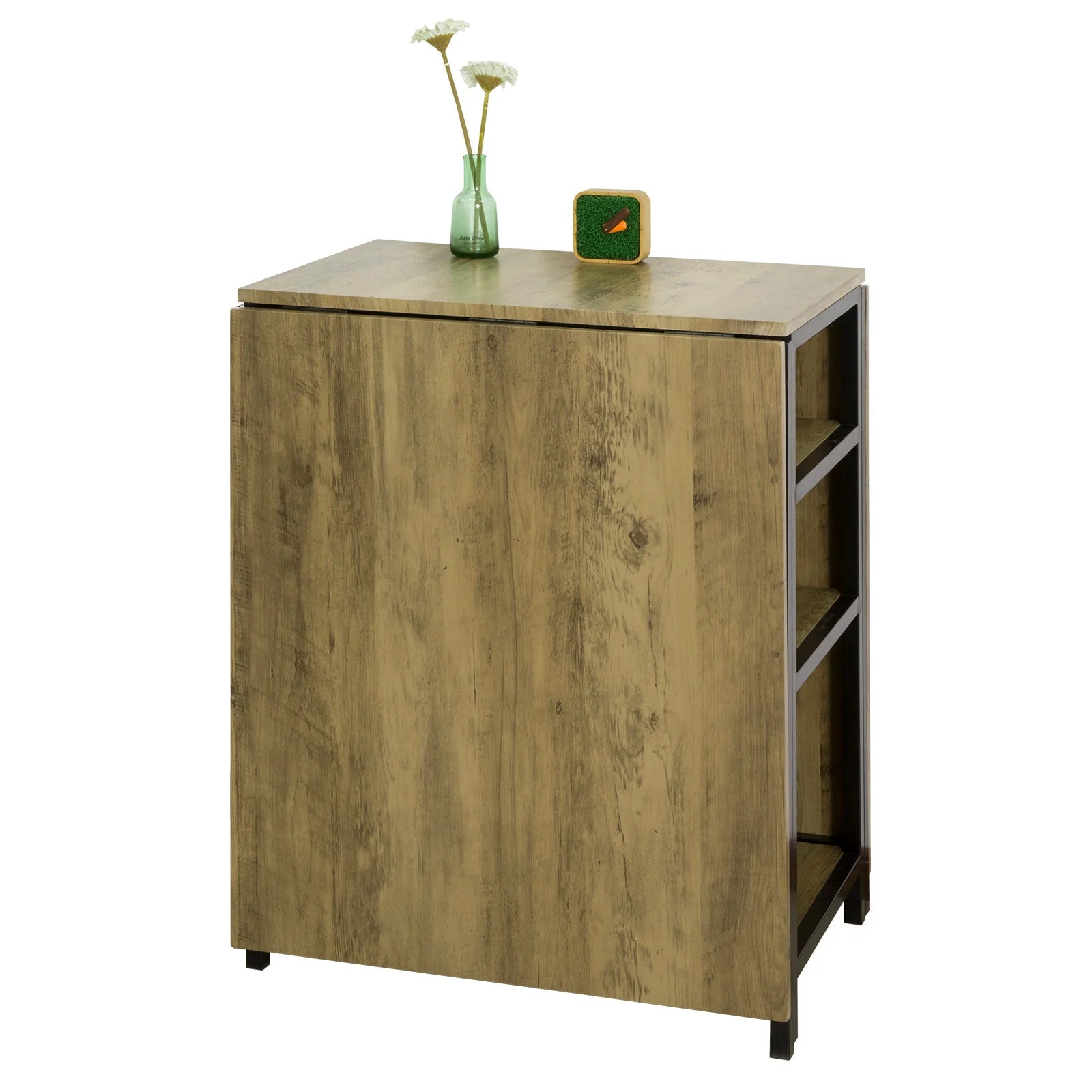 FWT62-N Folding Dining Room Table with 3 Shelves Folding Table Kitchen Table Wooden Table Table Industrial Design