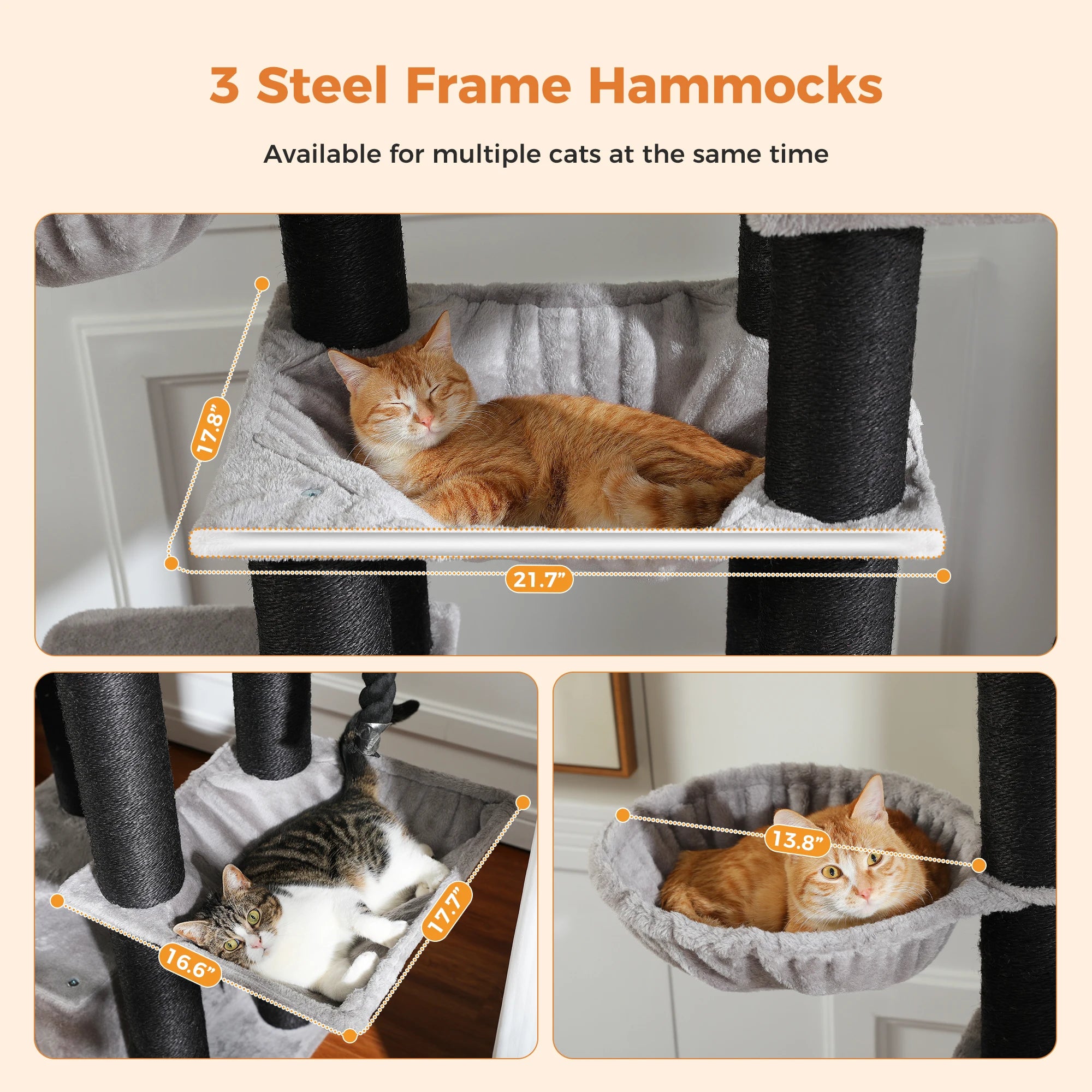 Grote Kattenboom voor Grote Katten – Robuuste Krabpaal met 11 Sisal Palen, Hangmatten en Kattenhuis