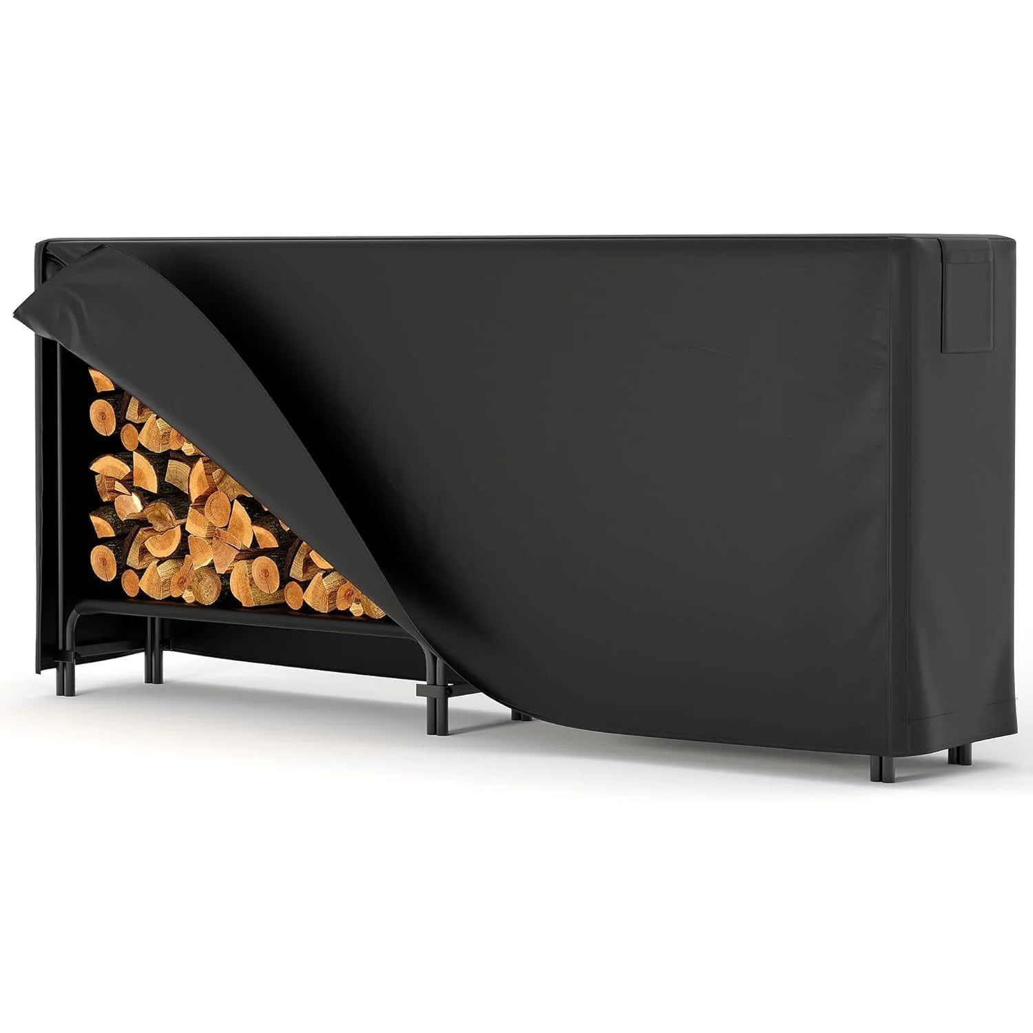 Houtopslagrek 4FT–8FT met Waterdichte Hoes – Metaal Houtrek voor Buiten & Tuin