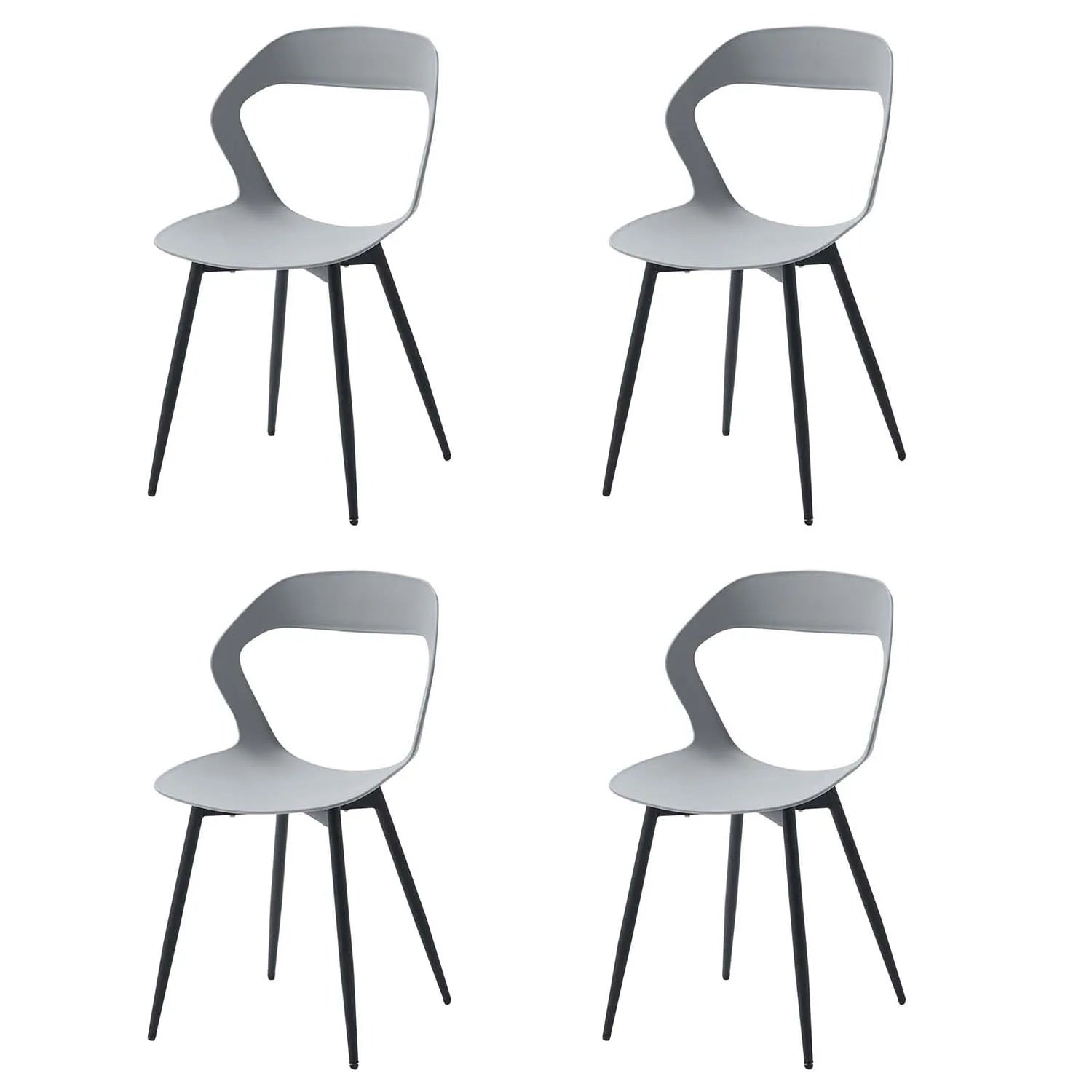 Set van 4/6 Scandinavische Eetkamerstoelen – Nordic Design Kunststof Stoelen met Metalen Poten