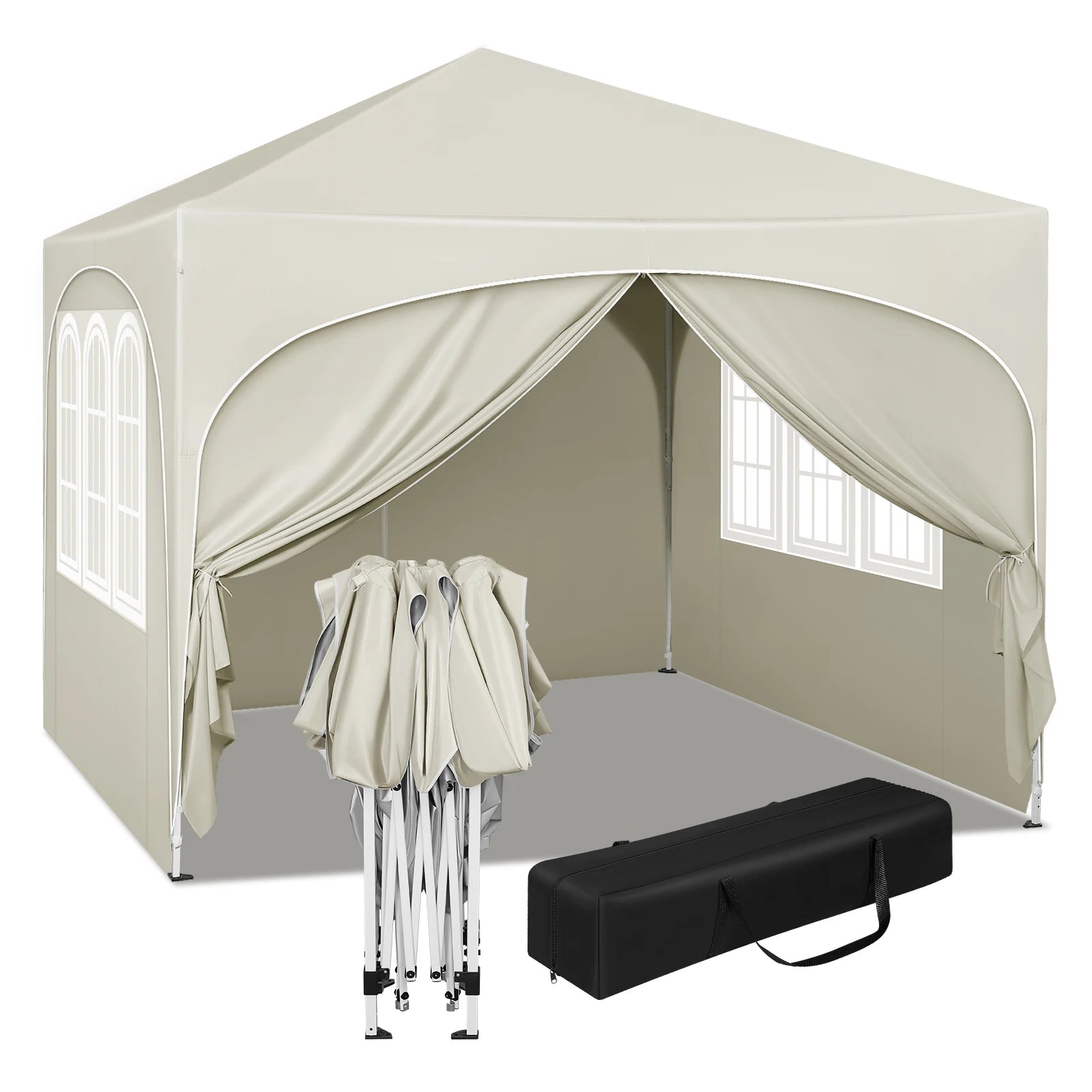 Opvouwbare Partytent 3x3 m Waterafstotend – Pop-up Tuintent met 4 Zijwanden, UV50+ Bescherming & Draagtas