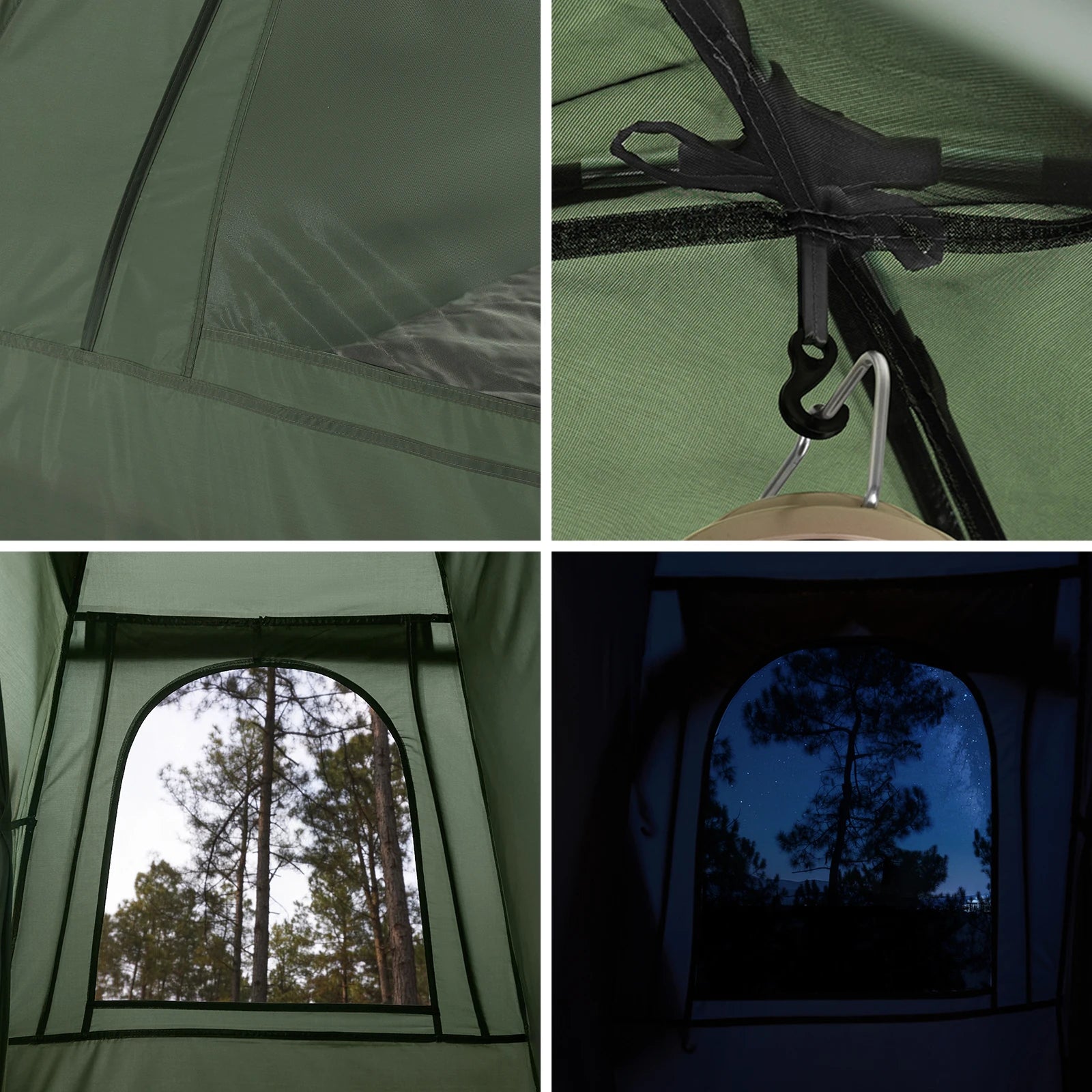 3-in-1 Eenpersoons Campingtent Groen – Lichtgewicht Outdoor Tent met Muskietennet & Opklapbaar Campingbed