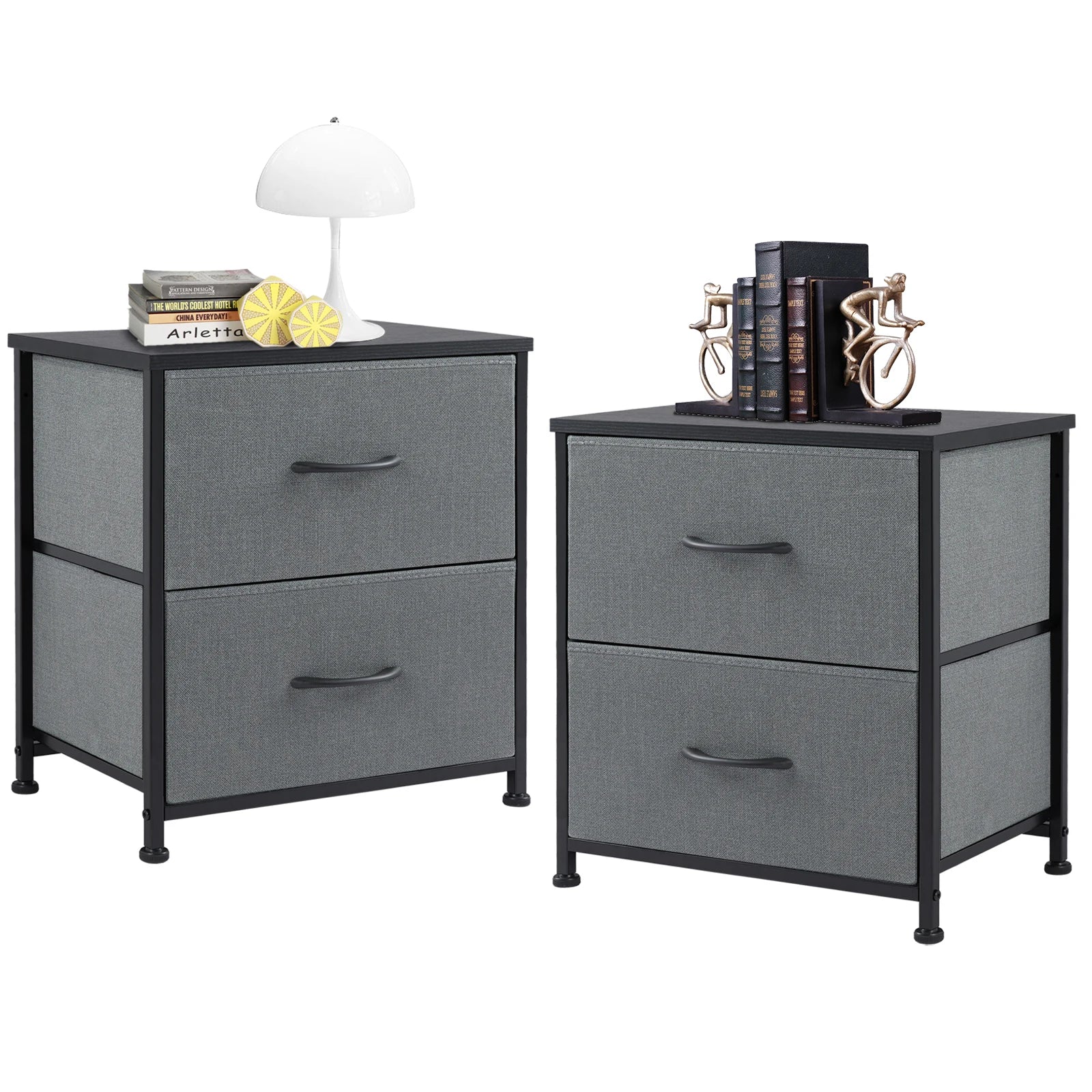 Multifunctionele Ladekast met Stoffen Lades – 2‑Stuks Woonkamer & Slaapkamer Opbergmeubel
