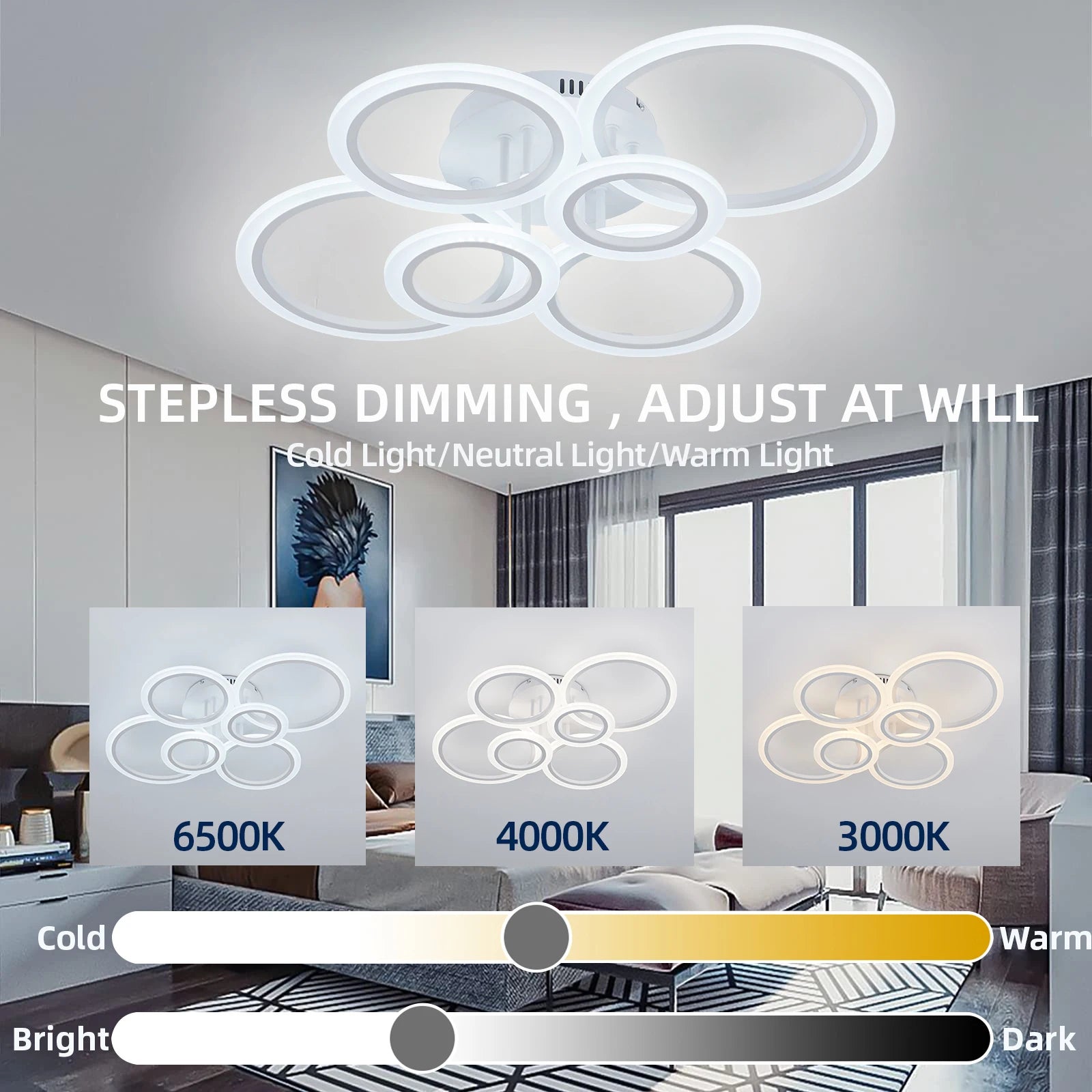 Moderne LED Plafondlamp met Afstandsbediening & App – Dimbare Smart Ring Lamp