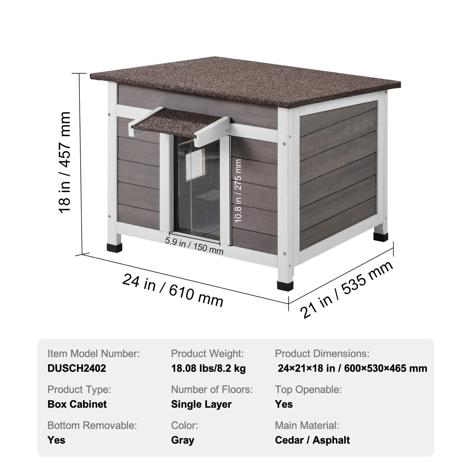 Geïsoleerd Buiten Kattenhuis Hout – Weerbestendig Kattenhok met Dak en PVC Deur – Winterproof Kattenverblijf voor Buiten