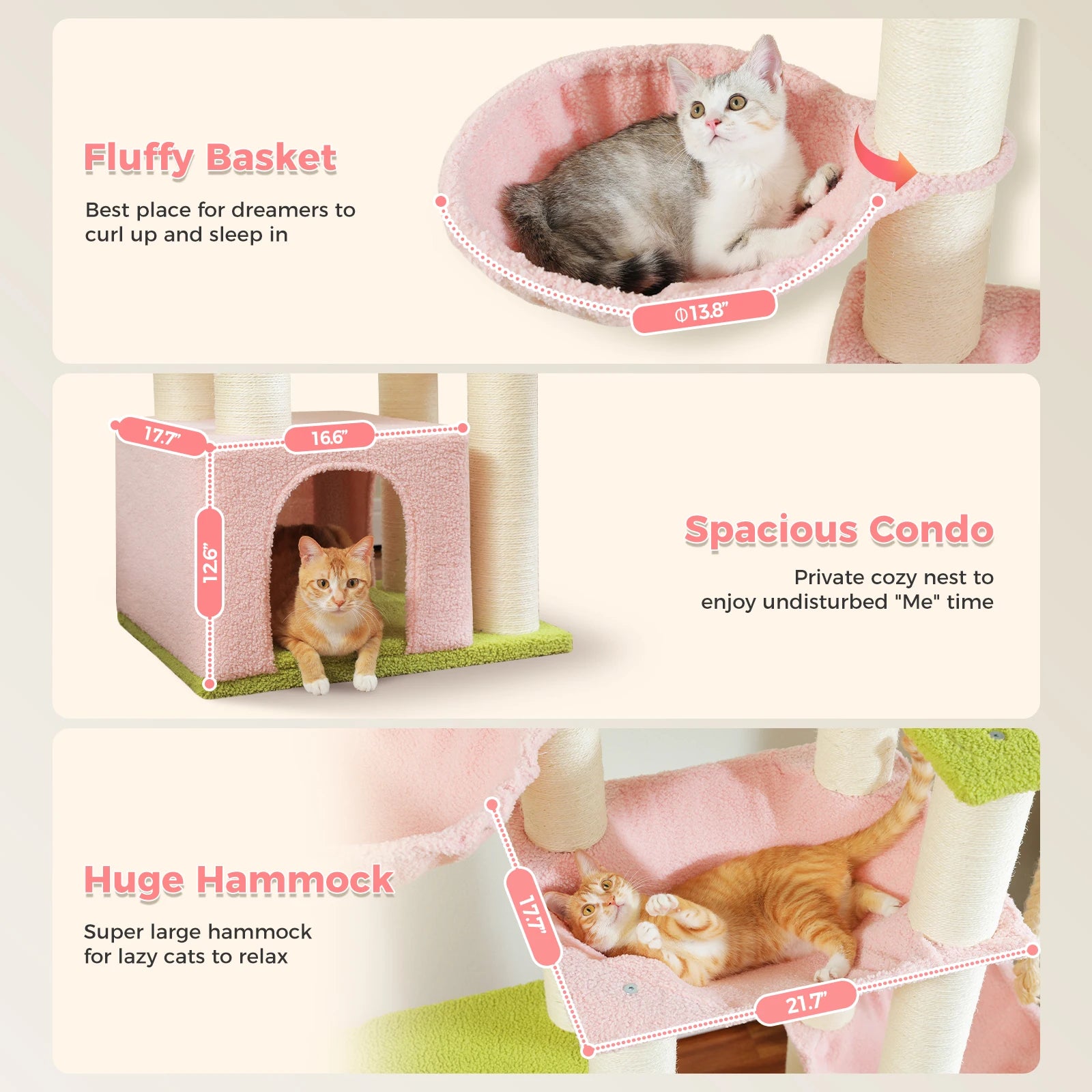 Grote Kattenboom voor Grote Katten – Robuuste Krabpaal met 11 Sisal Palen, Hangmatten en Kattenhuis