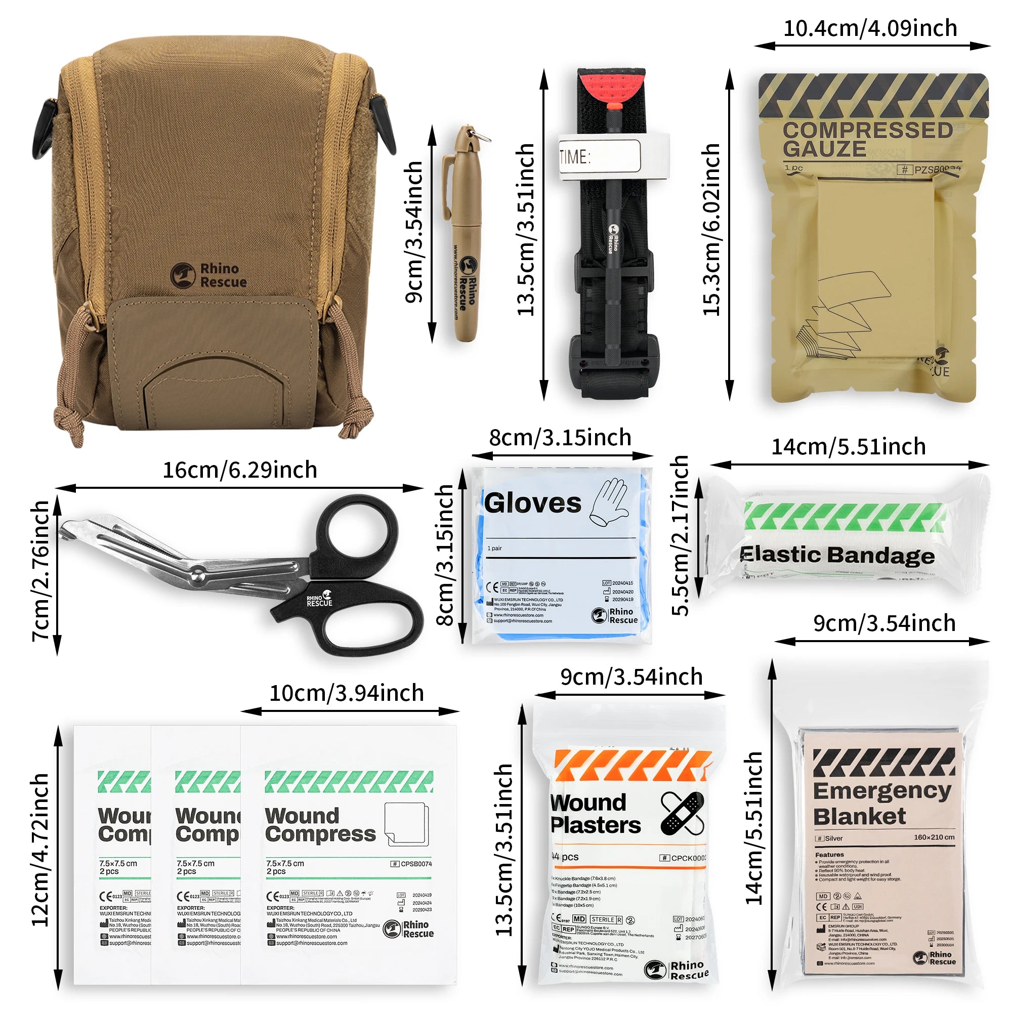 Tactische MOLLE IFAK EHBO‑kit met Tourniquet & Comprimeerd Gaas