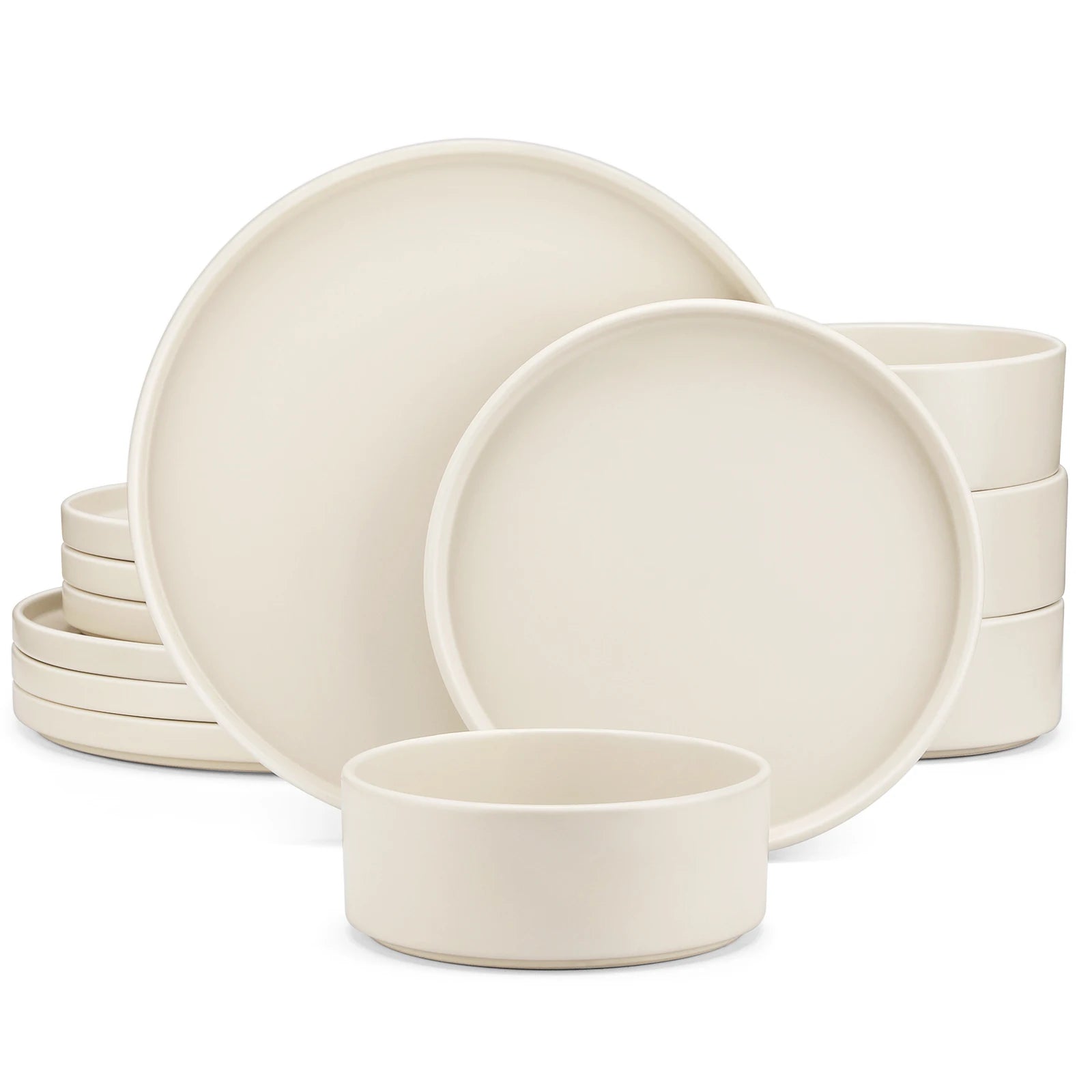 24-delige Serviesset van Steengoed Keramiek – Cream White Vierkant Servies voor 8 Personen