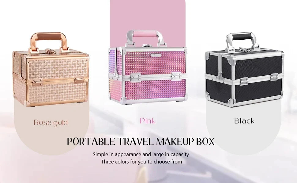 Draagbare Make-up Koffer met Lade, Spiegel en Slot – Make-up Organizer Reiskoffer voor Cosmetica