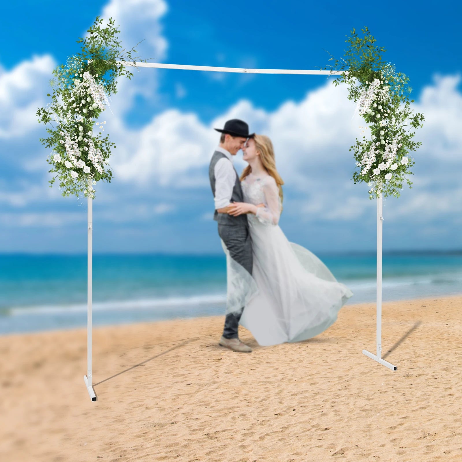 Verstelbare Bruiloft Boog Standaard 2x2m – Wit Metalen Frame voor Feestdecoratie, Bruiloften en Fotoshoots