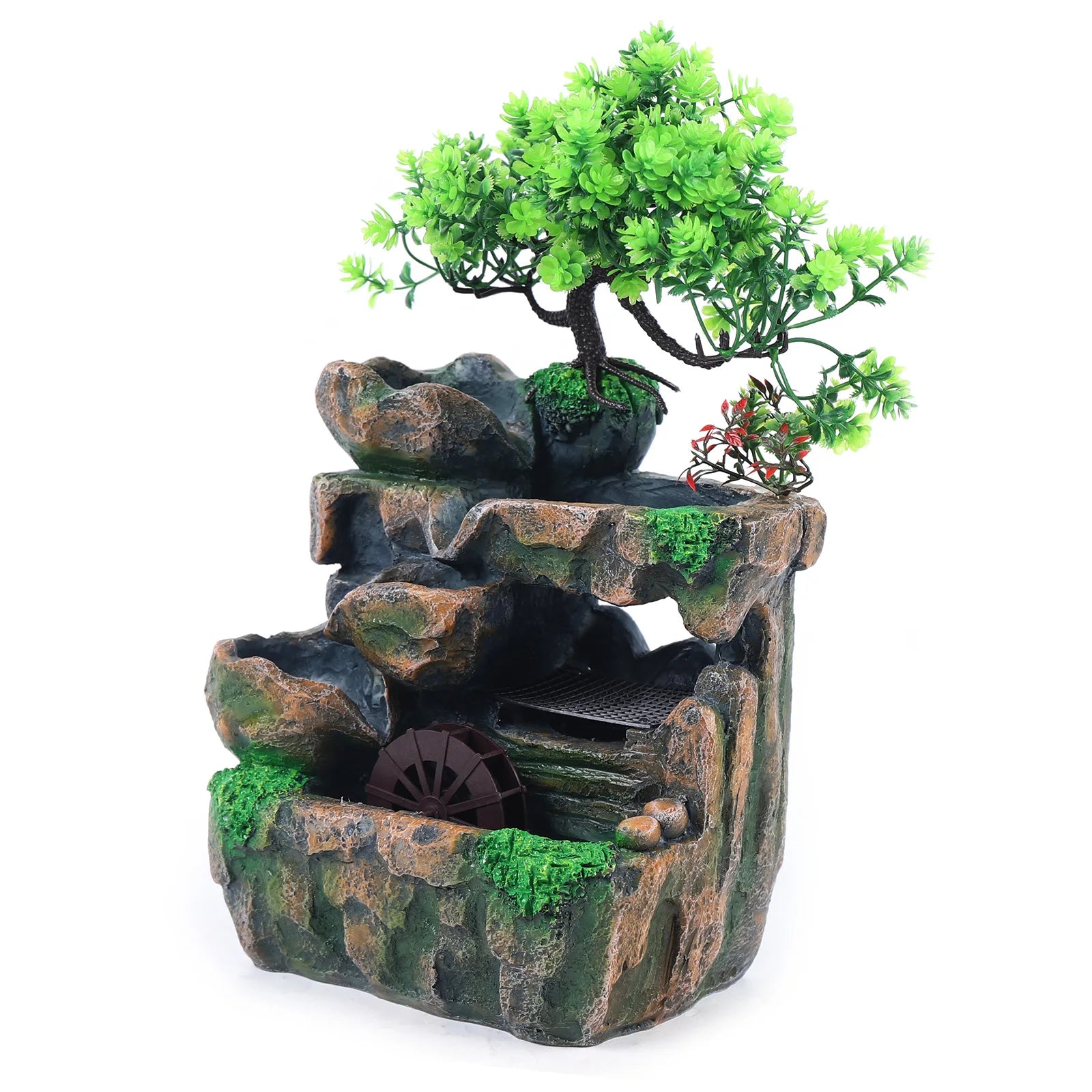 Desktop Fontein met LED Verlichting – Zen Indoor Waterfontein voor Rustgevende Decoratie op Tafel en Bureau