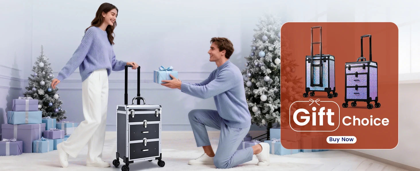 Professionele Cosmetica Trolley met Slot – Grote Make-up Train Case met Lades en Wielen – Duurzaam PVC Organizer voor Visagisten en Make-up Lovers