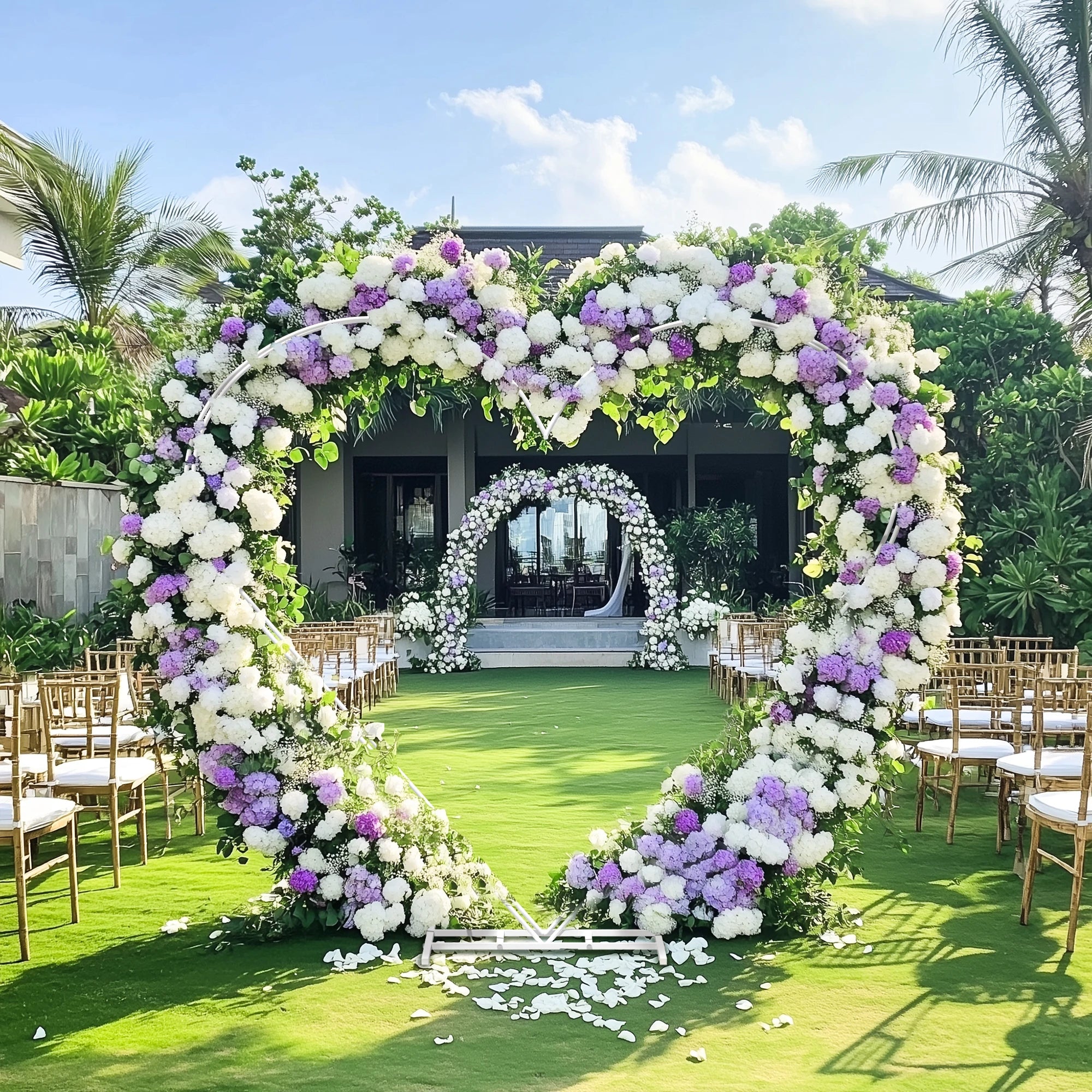 H1 Hartvormige Metalen Bruiloft Boogstandaard – Decoratieve Achtergrond voor Ceremonies