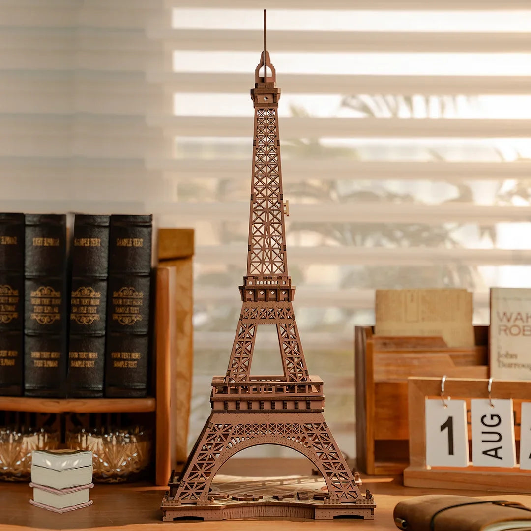 3D Houten Puzzel Eiffeltoren met LED Verlichting – Miniatuur Bouwpakket voor Volwassenen en Tieners – Decoratieve Modelbouw Set