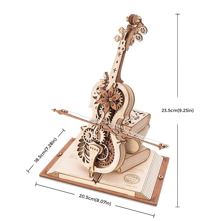 3D Houten Puzzel Cello Muziekdoos – Mechanisch Bouwpakket Creatief Speelgoed voor Kinderen en Volwassenen