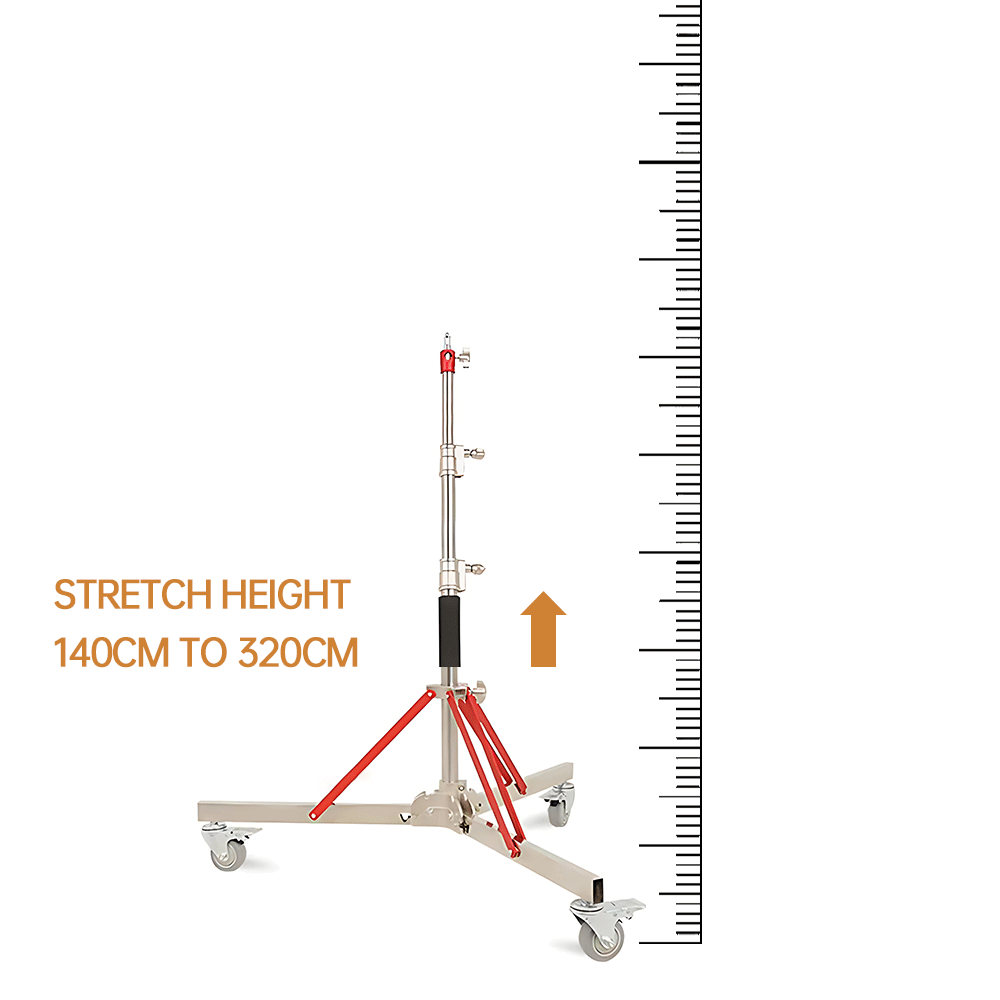 Professioneel 320 cm C-Stand Statief met 3 Wielen – Verstelbaar Fotografie Statief voor Camera’s en Videoproducties