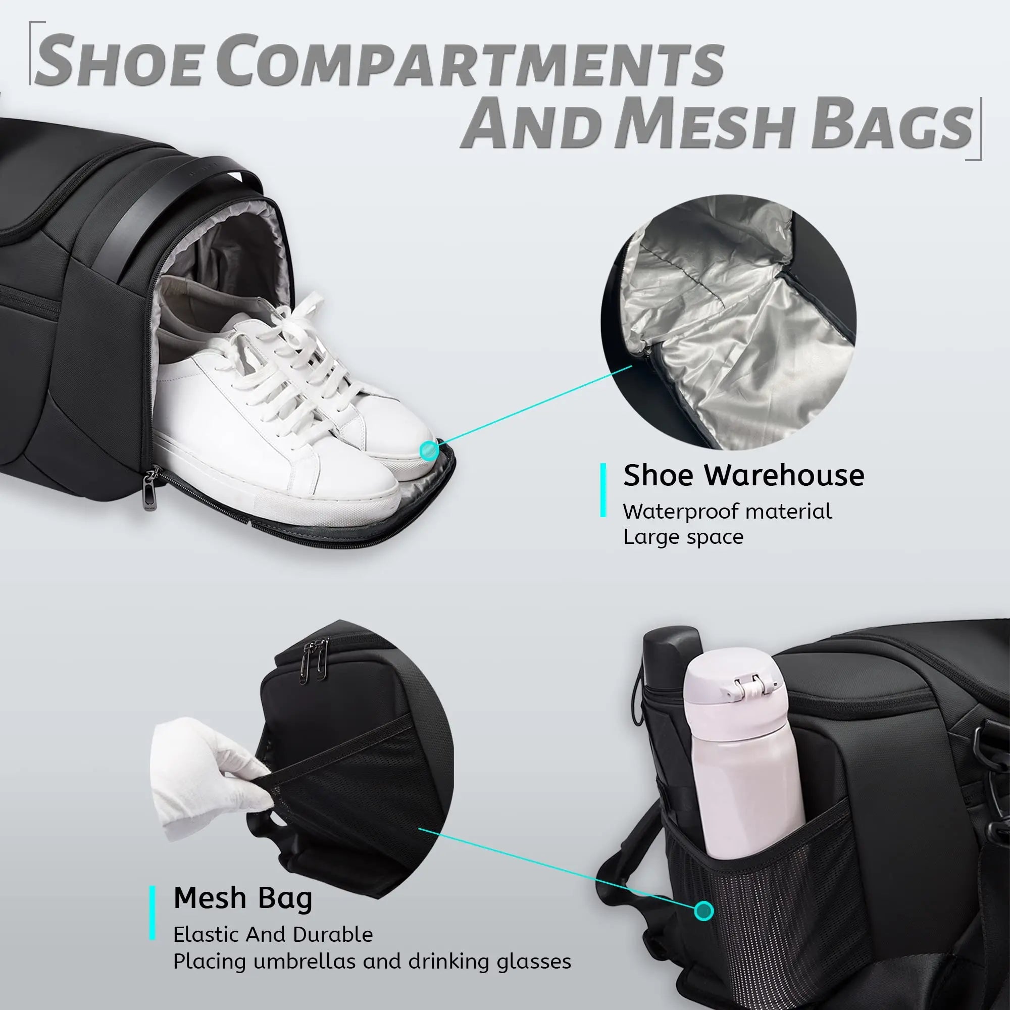 Waterdichte Duffel Tas met Schoenenvak 21″ – Gymtas voor Mannen met Nat & Droog Compartiment, Reistas Sport & Fitness