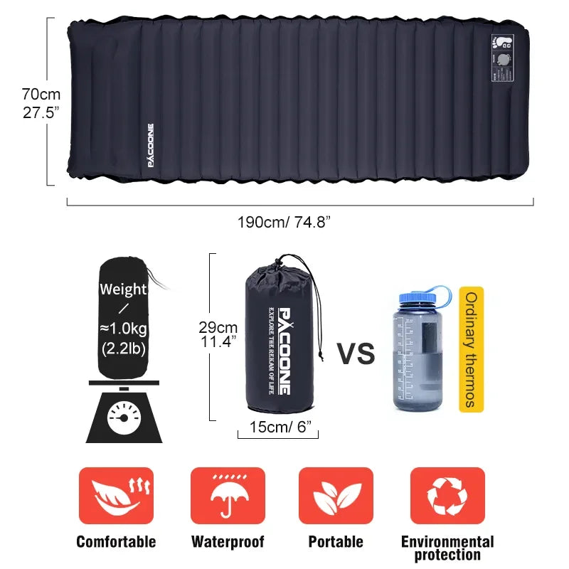 Ultralichte Zelfopblazende Campingmat – Comfortabel Luchtbed voor Backpacken, Wandelen & Outdoor
