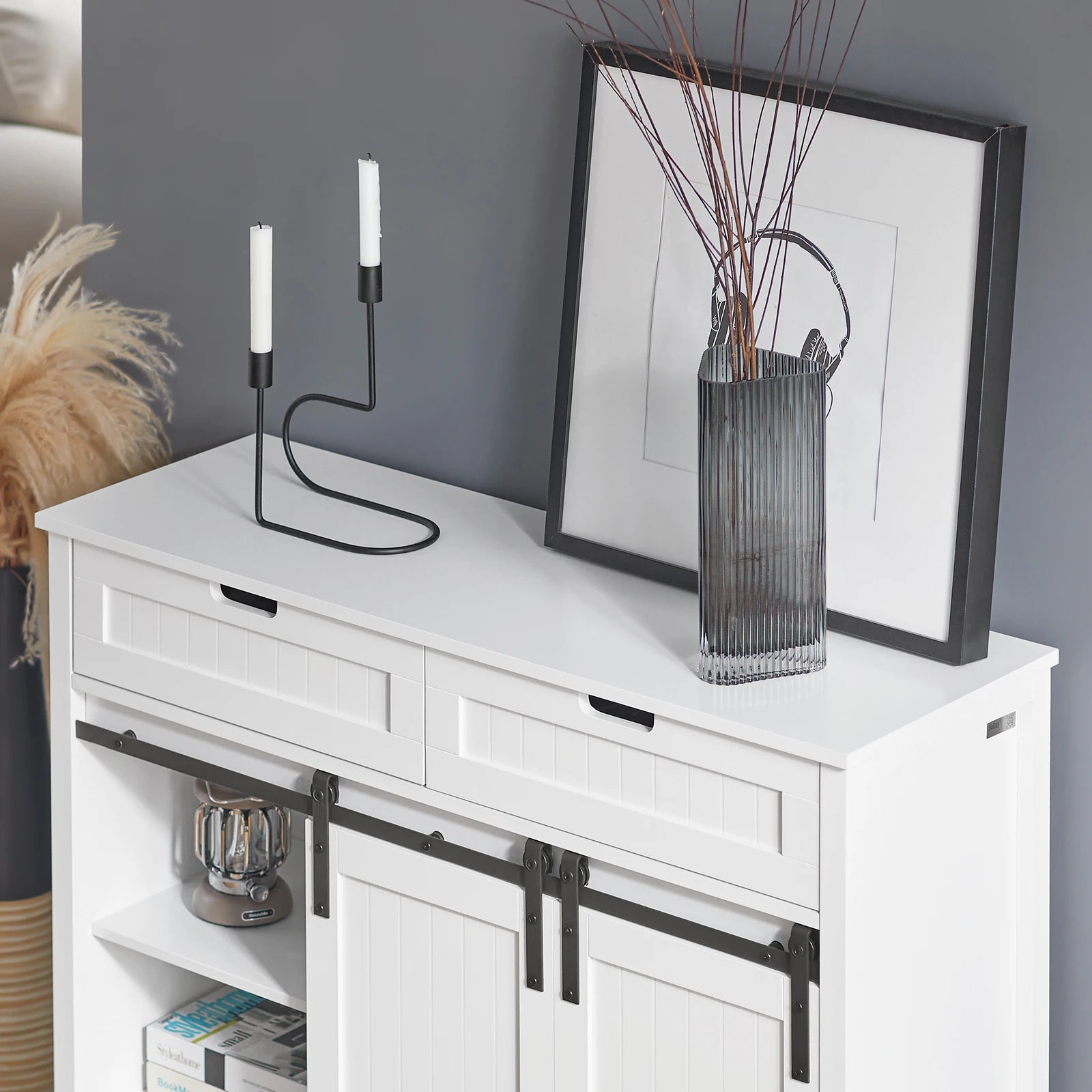 Witte keukenkast met schuifdeuren 104x93x35 cm – Moderne opbergkast voor keuken en woonkamer