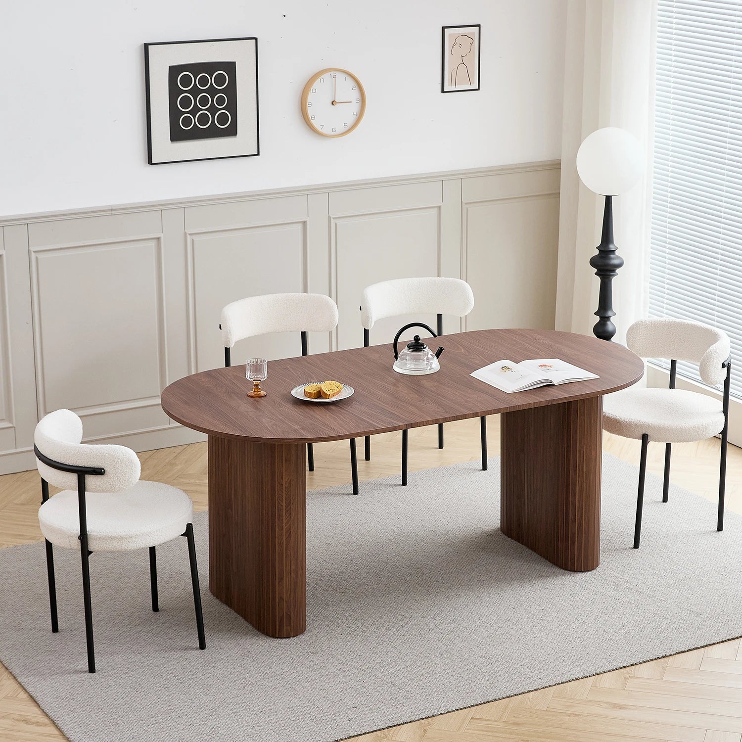 Ovale Eettafel 180×90 cm – Scandinavisch Design, Massief Houten Blad voor 6–8 Personen