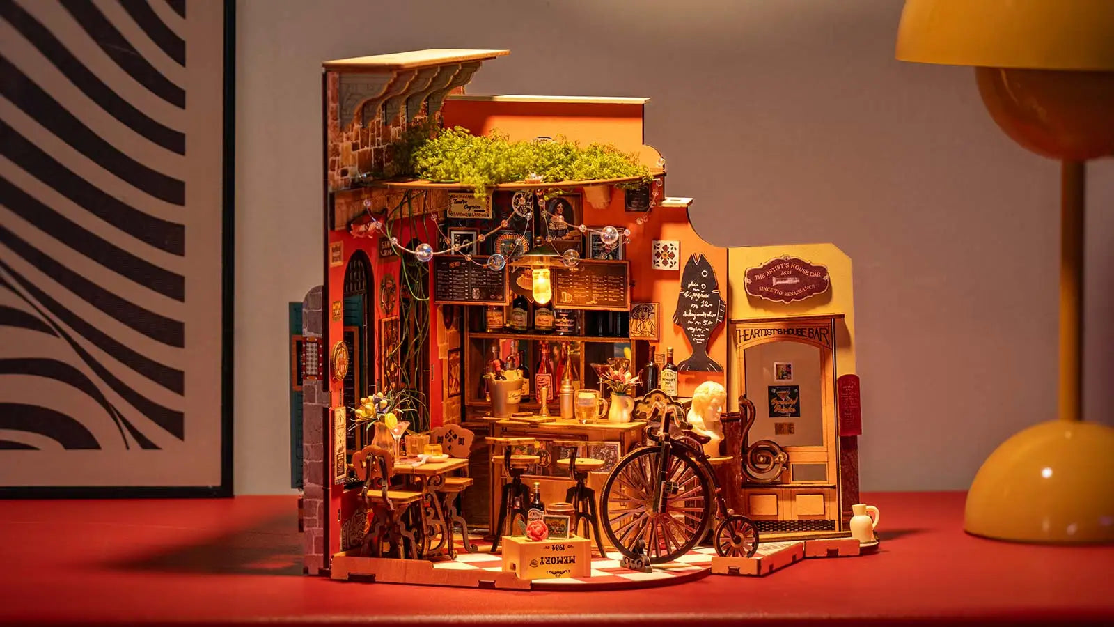 DIY Houten Miniatuur Poppenhuis – Cheers Bar Model met LED Verlichting – Educatief Bouwpakket voor Volwassenen en Kinderen
