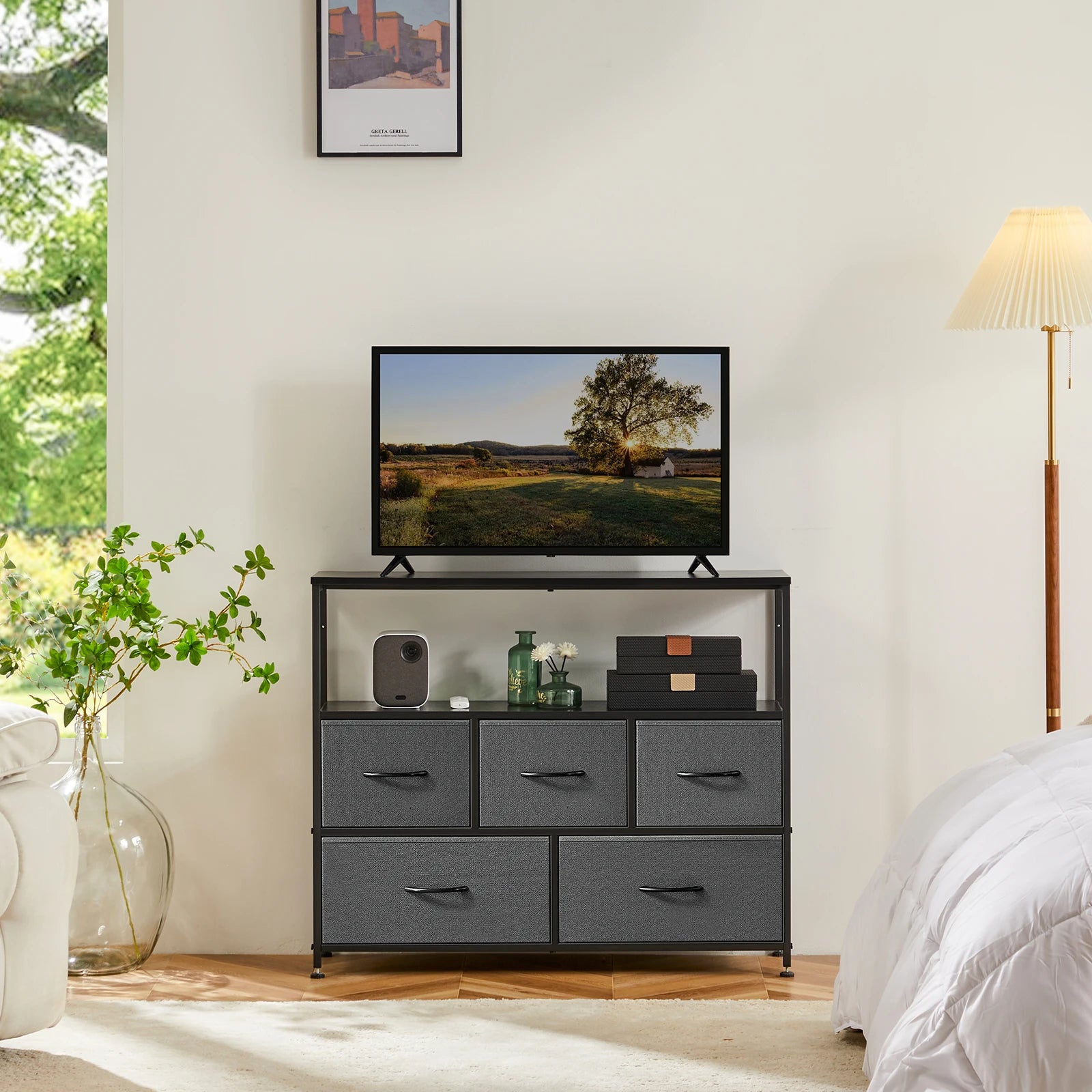 Ruime 5‑lade Schoenenkast en TV‑Meubel – Multifunctionele Opbergkast voor Woonkamer & Hal – Schoenenrek, Kleding & Accessoires Organizer