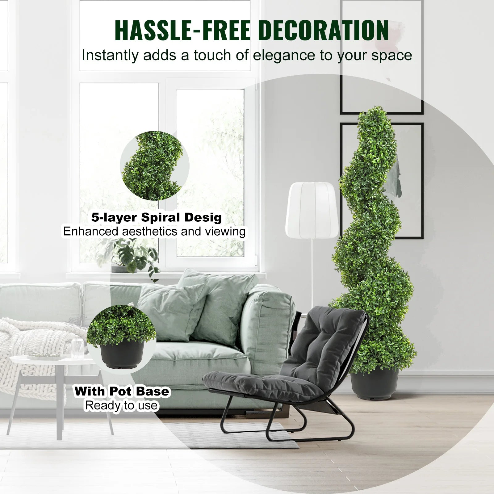 Kunstmatige Buxus Spiraalplant 24-48 cm – Luxe Onderhoudsvrije Groene Decoratie voor Binnen & Buiten