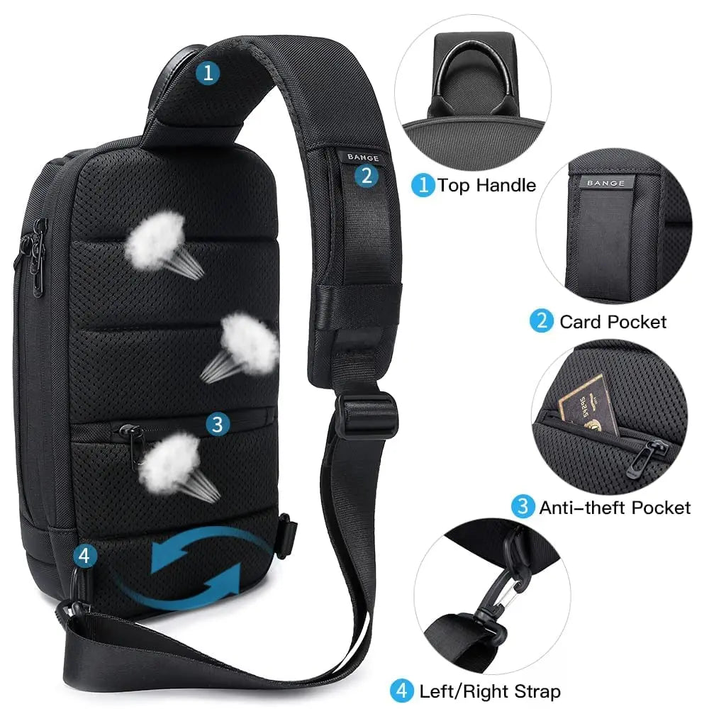 Draagbare Lichtgewicht Oxford Heren Crossbody Schoudertas / Sling Bag – Multifunctionele Casual Tas Voor Dagelijks Gebruik