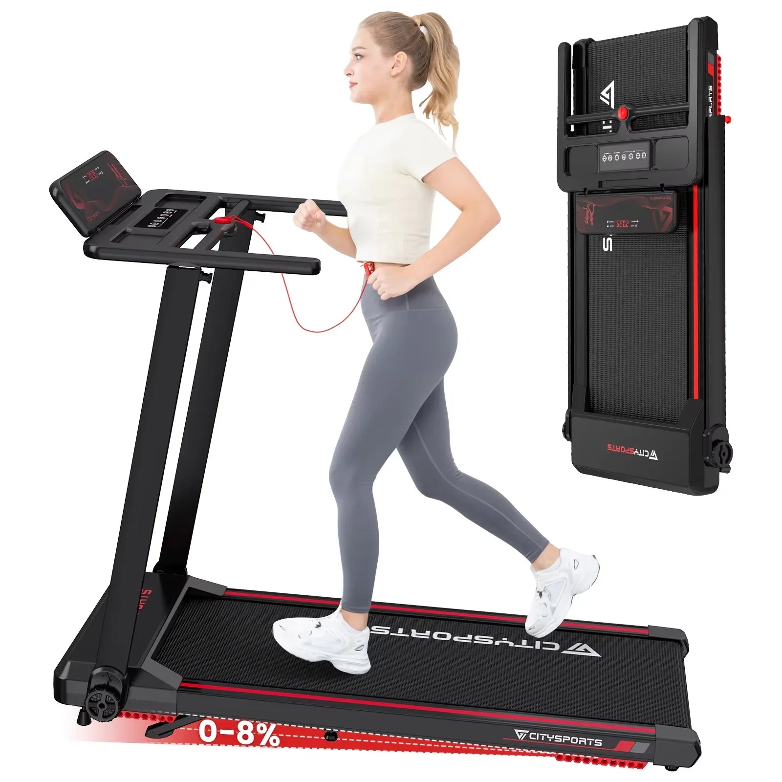 Inklapbare Elektrische Loopband met Helling – Tot 12 km/u, Bluetooth & LED Display