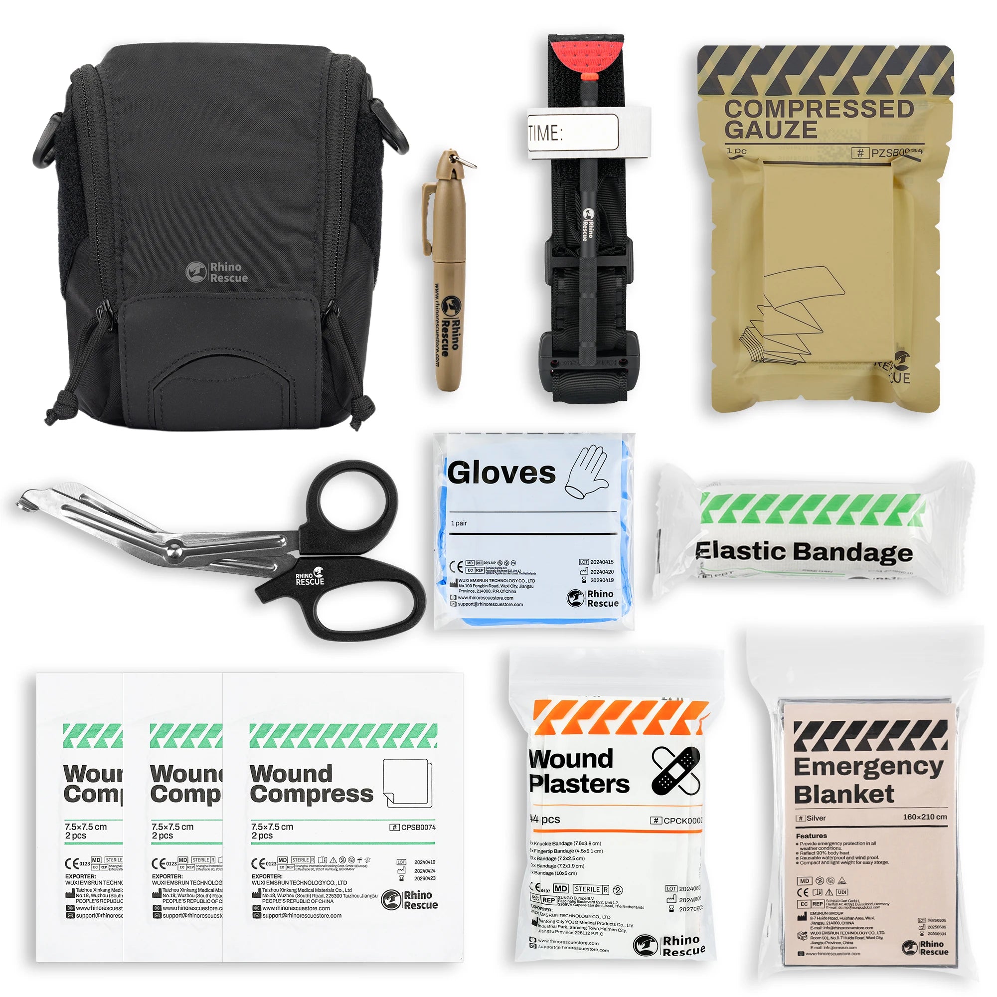 Tactische MOLLE IFAK EHBO‑kit met Tourniquet & Comprimeerd Gaas