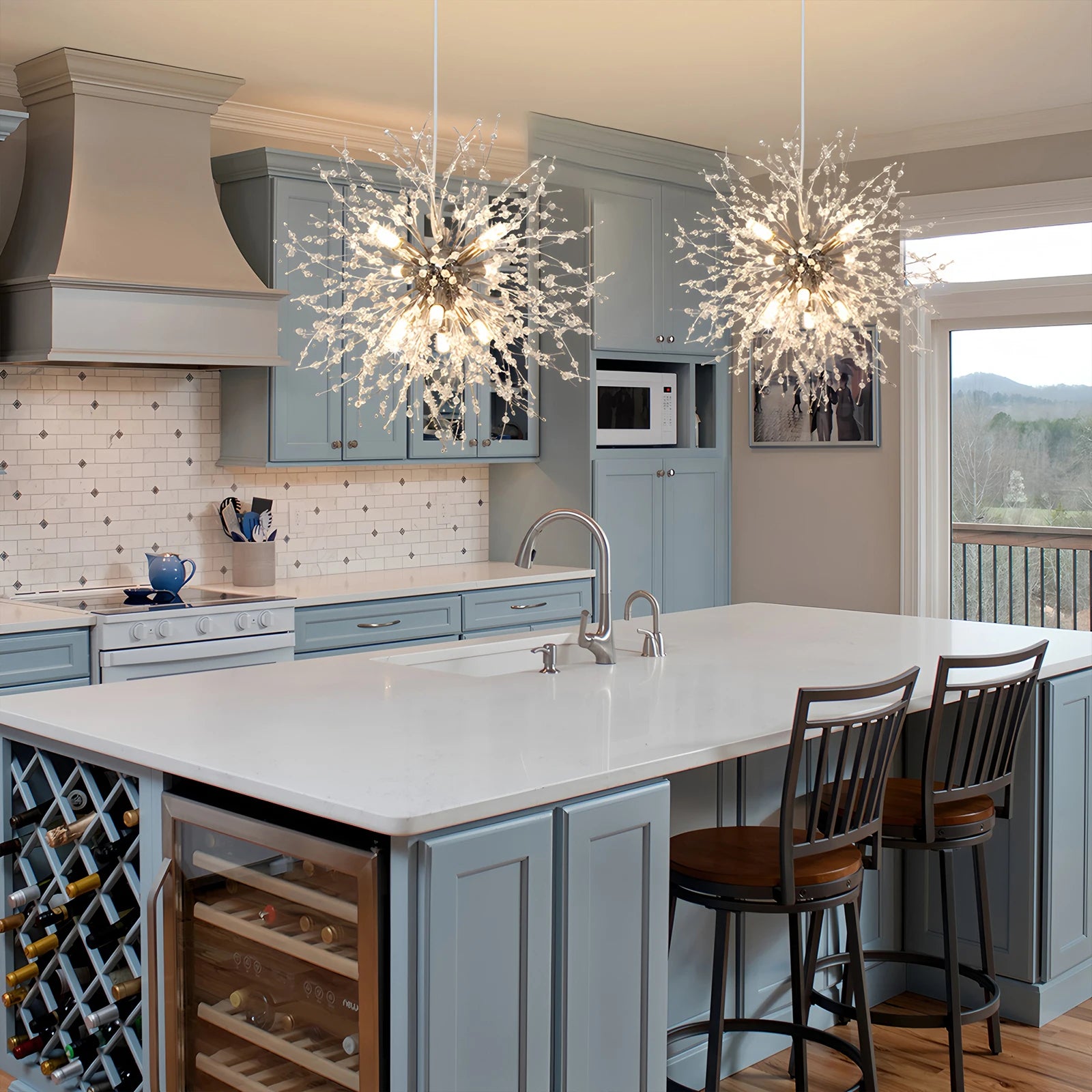 Moderne LED Paardenbloem Hanglamp – Luxe Kristallen Kroonluchter voor Woonkamer & Eetkamer