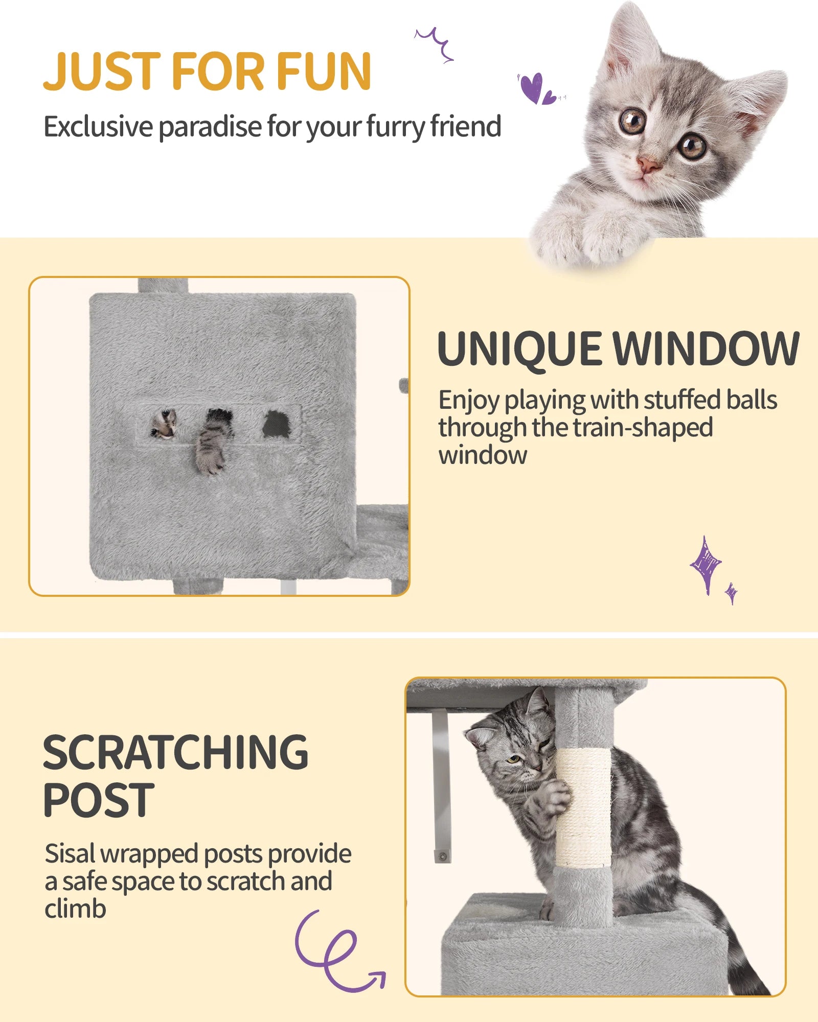 XXL Kattenboom 193 cm – Grote Krabpaal met 7 Niveaus, 3 Kattenhuizen, Platforms & Sisal Krabpalen voor Meerdere Katten