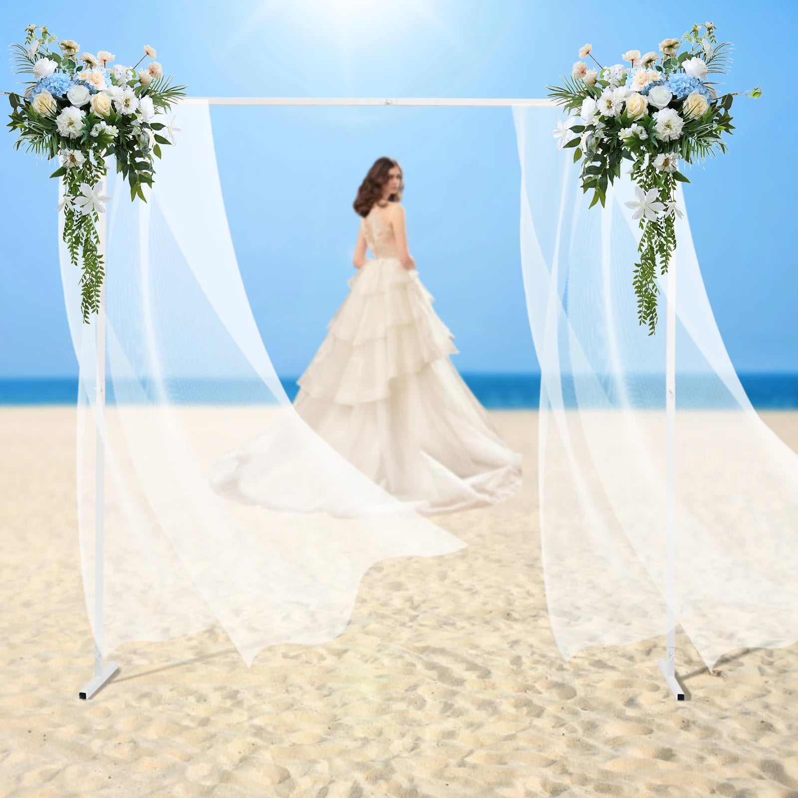 Verstelbare Bruiloft Boog Standaard 2x2m – Wit Metalen Frame voor Feestdecoratie, Bruiloften en Fotoshoots