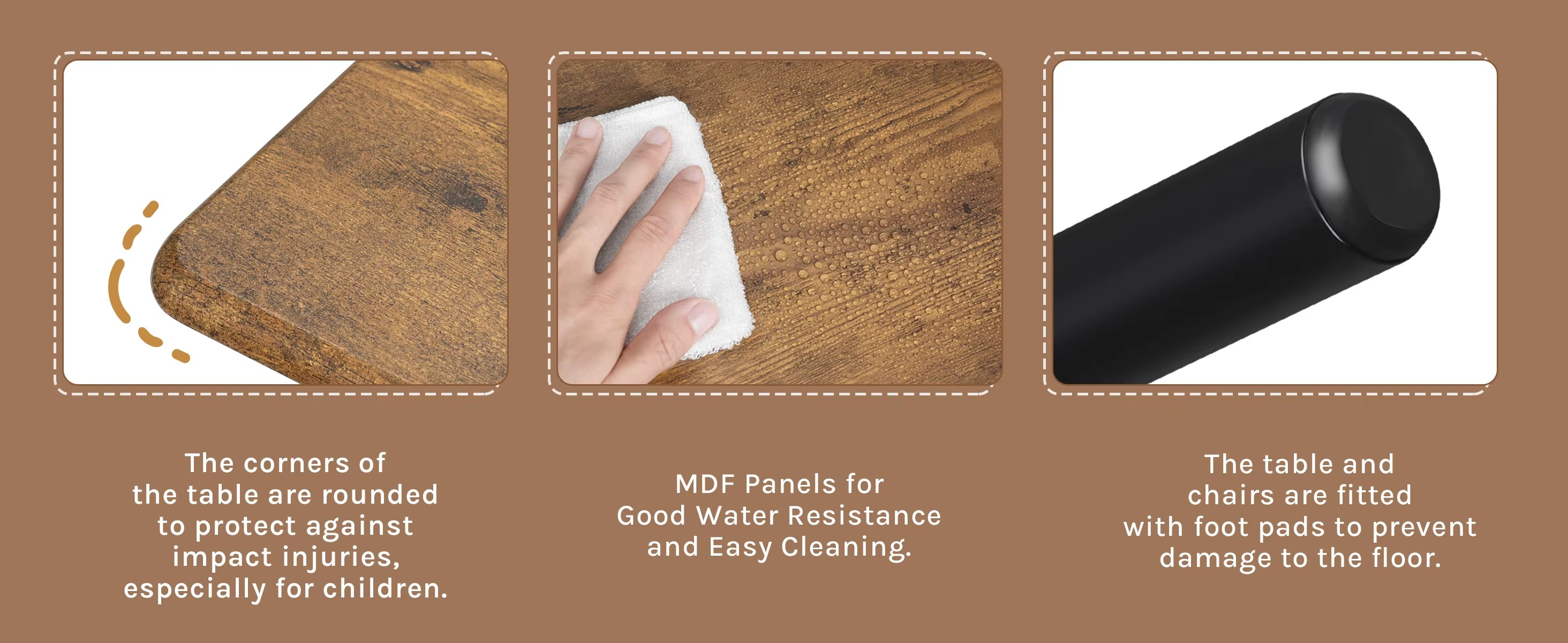 Eettafel Set voor 4 Personen – Rechthoekige Tafel met 4 Stoelen