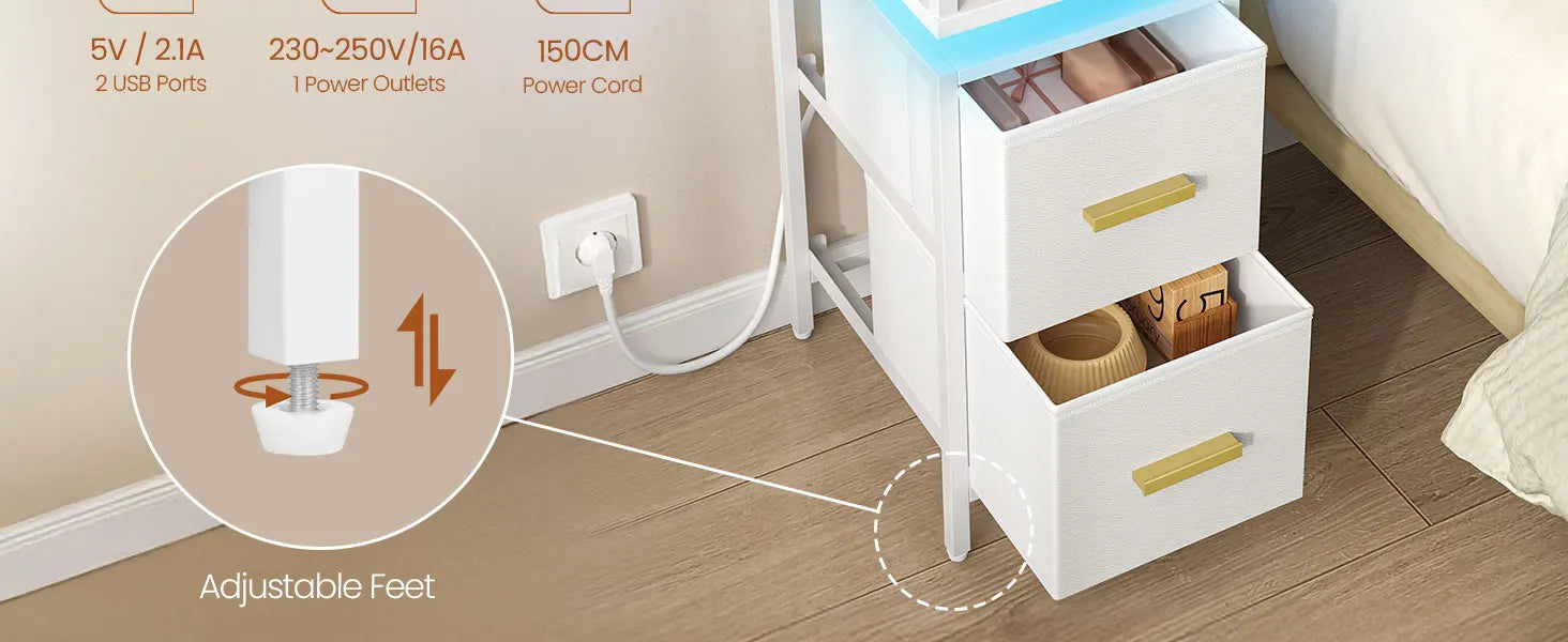 Smal nachtkastje met 2 lades – Compact en praktisch meubel voor slaapkamer