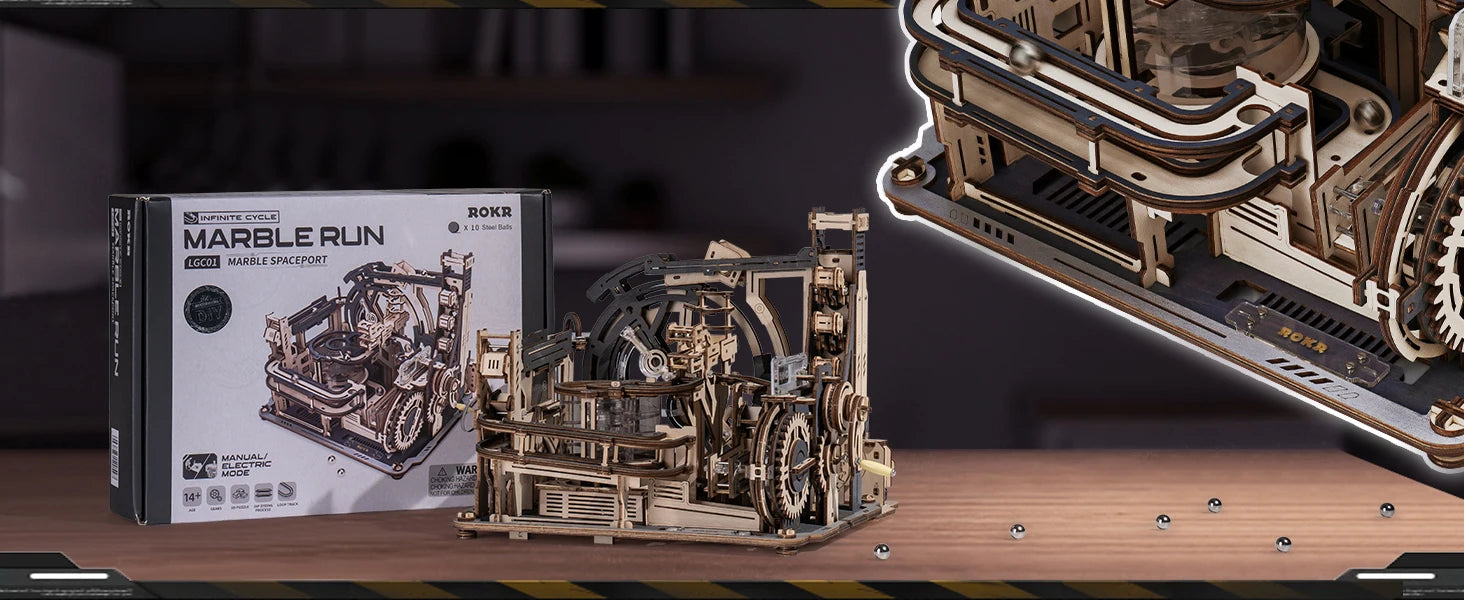 Elektrische 3D Knikkerbaan met Licht – Houten Bouwpuzzel voor Kinderen en Jongeren – Educatief Speelgoed Creatief & Technisch