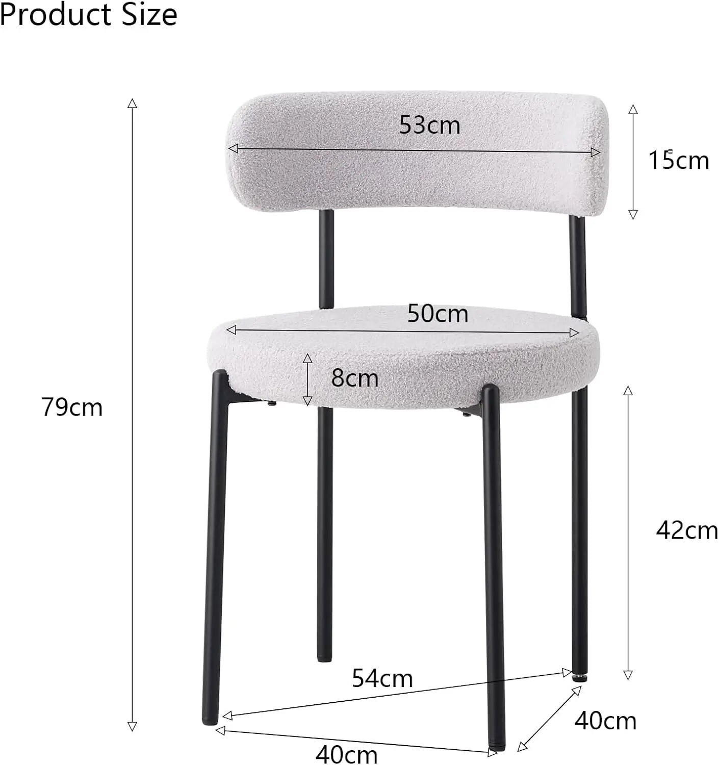 Scandinavische Eetkamerstoelen Set van 4 – Teddy Velvet Stoelen met Metalen Poten – Moderne Keukenstoelen Gestoffeerd – Beige/Zwart Design