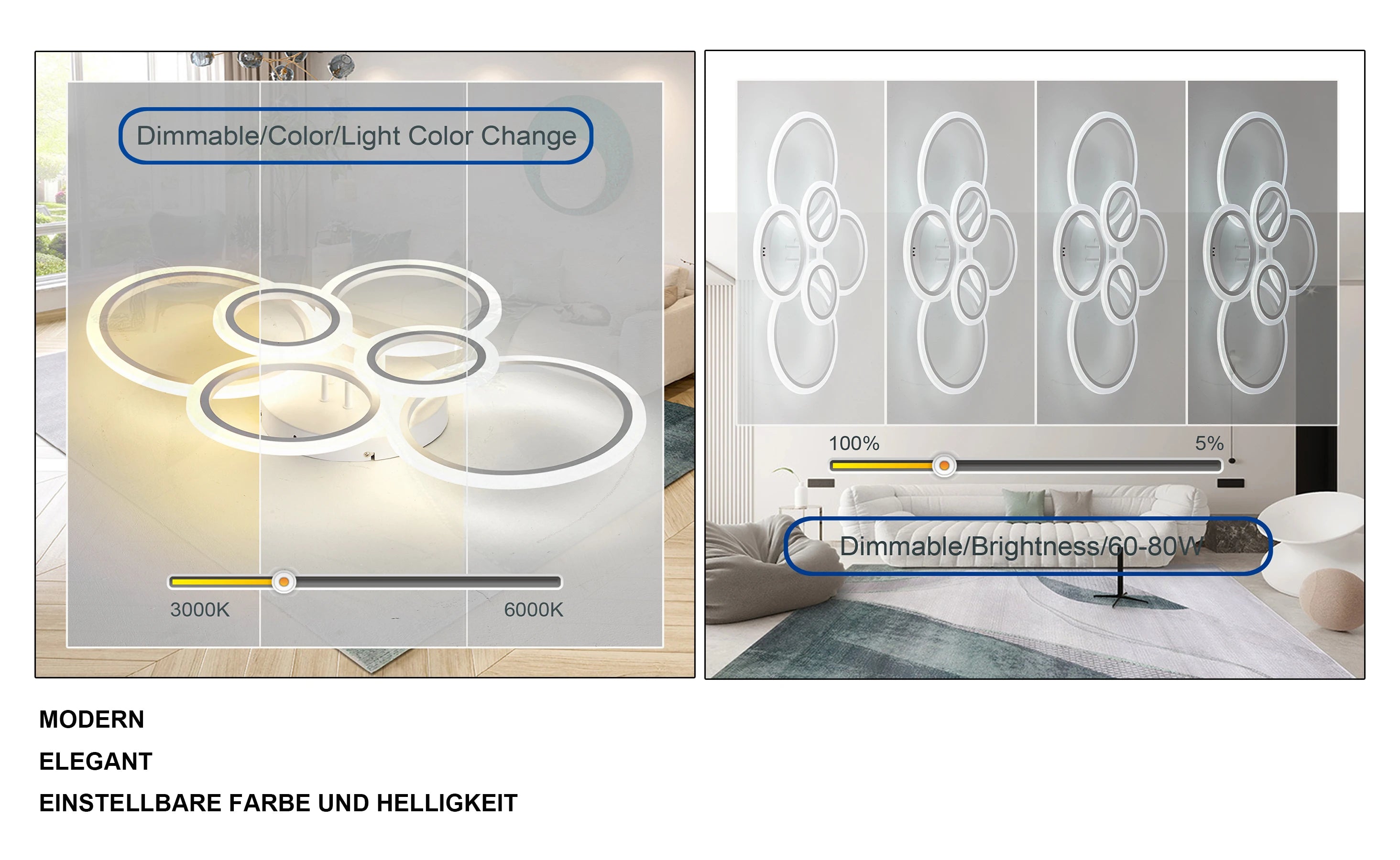 Moderne LED Plafondlamp met Afstandsbediening & App – Dimbare Smart Ring Lamp